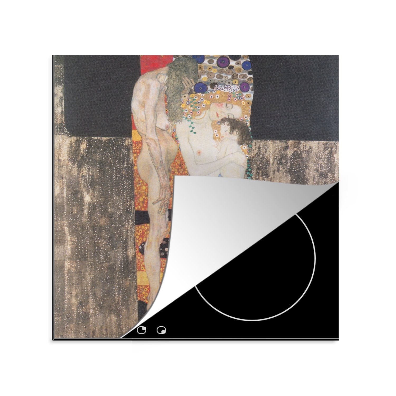 MuchoWow Herdblende-/Abdeckplatte Die drei Etappen im Leben einer Frau - Gemälde von Gustav Klimt, Vinyl, (1 tlg), 78x78 cm, Ceranfeldabdeckung, Arbeitsplatte für küche