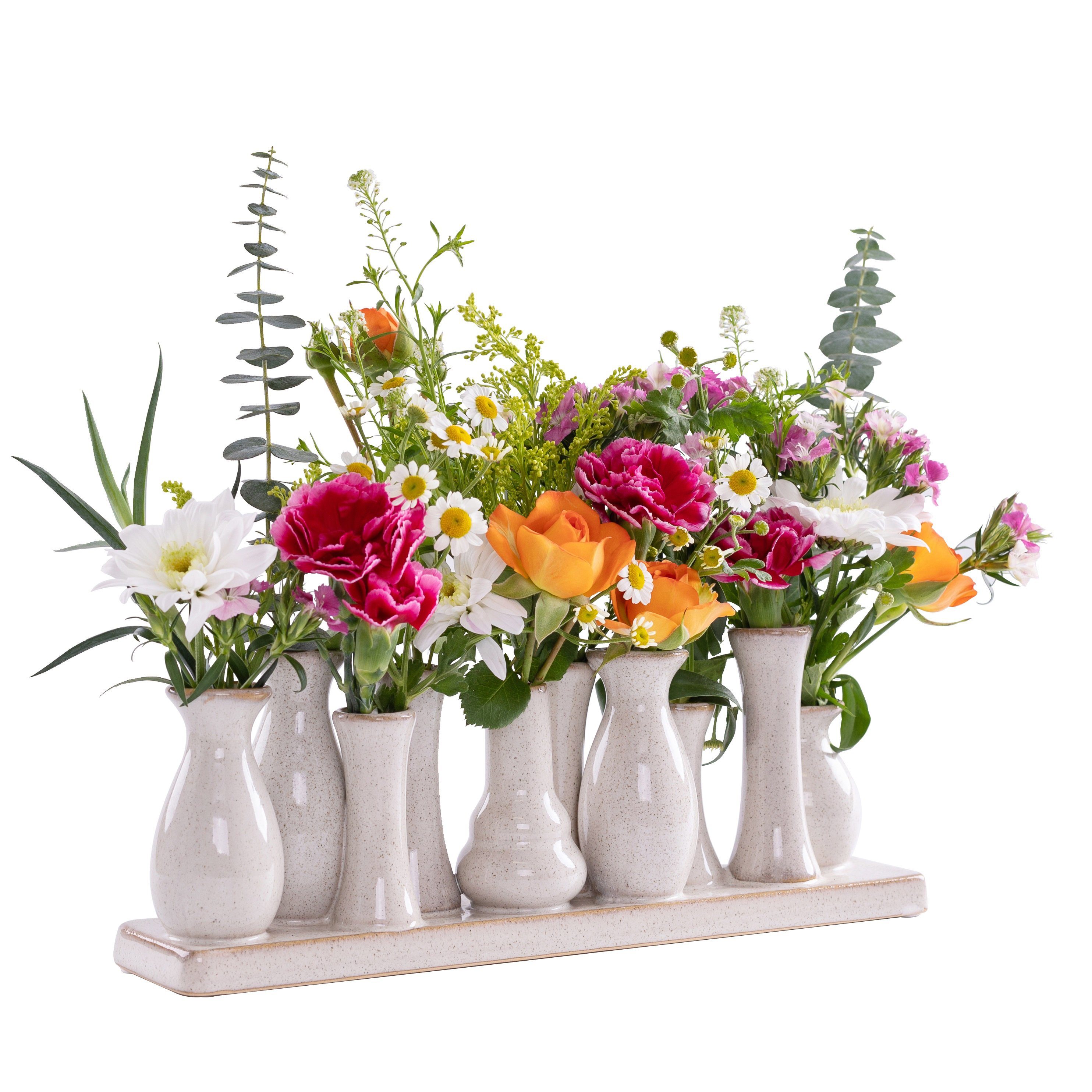 Jinfa Dekovase Jinfa Vasen auf festem Sockel, handgefertigte Blumenvasen, Antik-Weiß 1 Stück (24,99Euro/Stück)