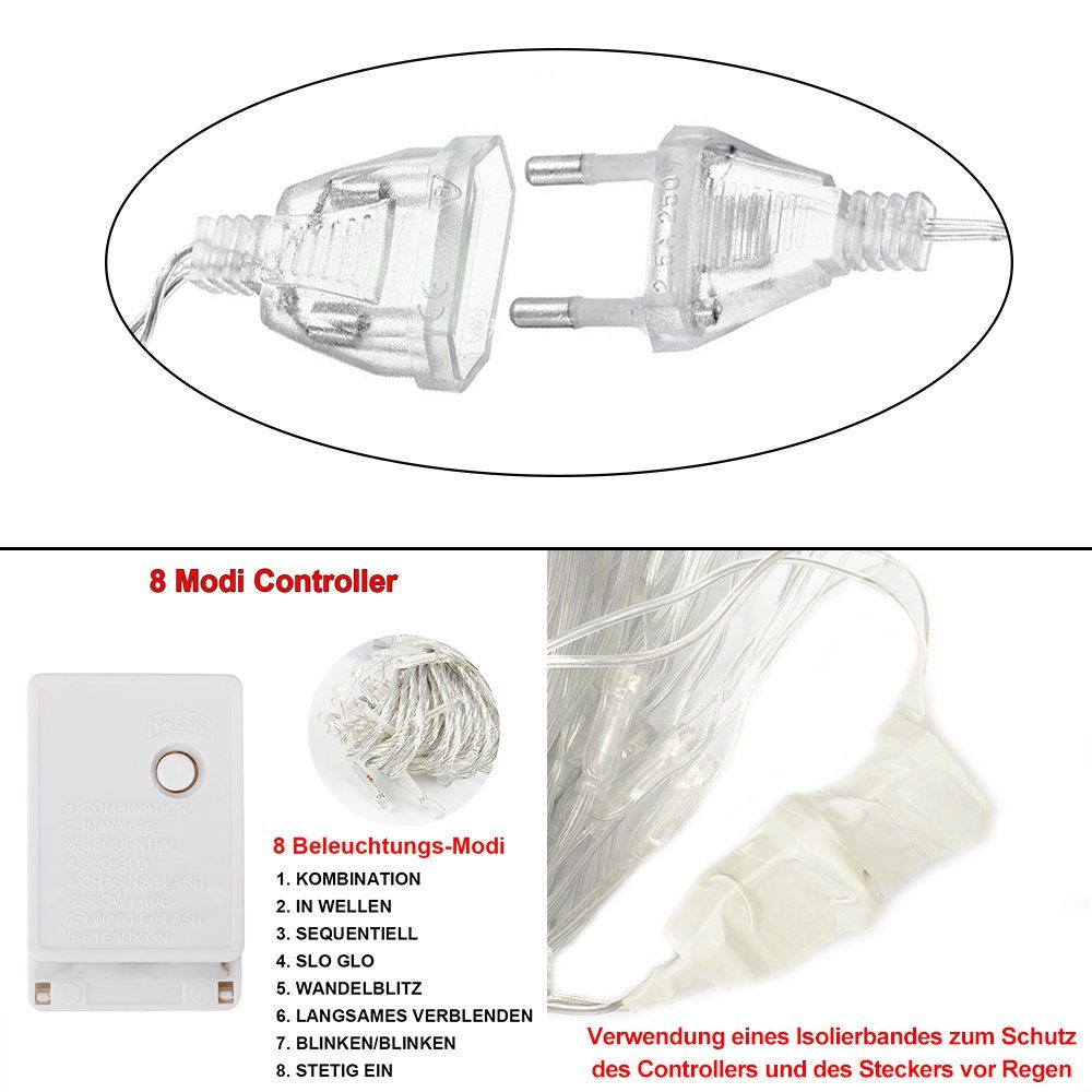 Rosnek Weihnachten, 10-100M LED Multicolor, 100-2000 Lichterkette LED-Lichterkette regenfest Beleuchtung,