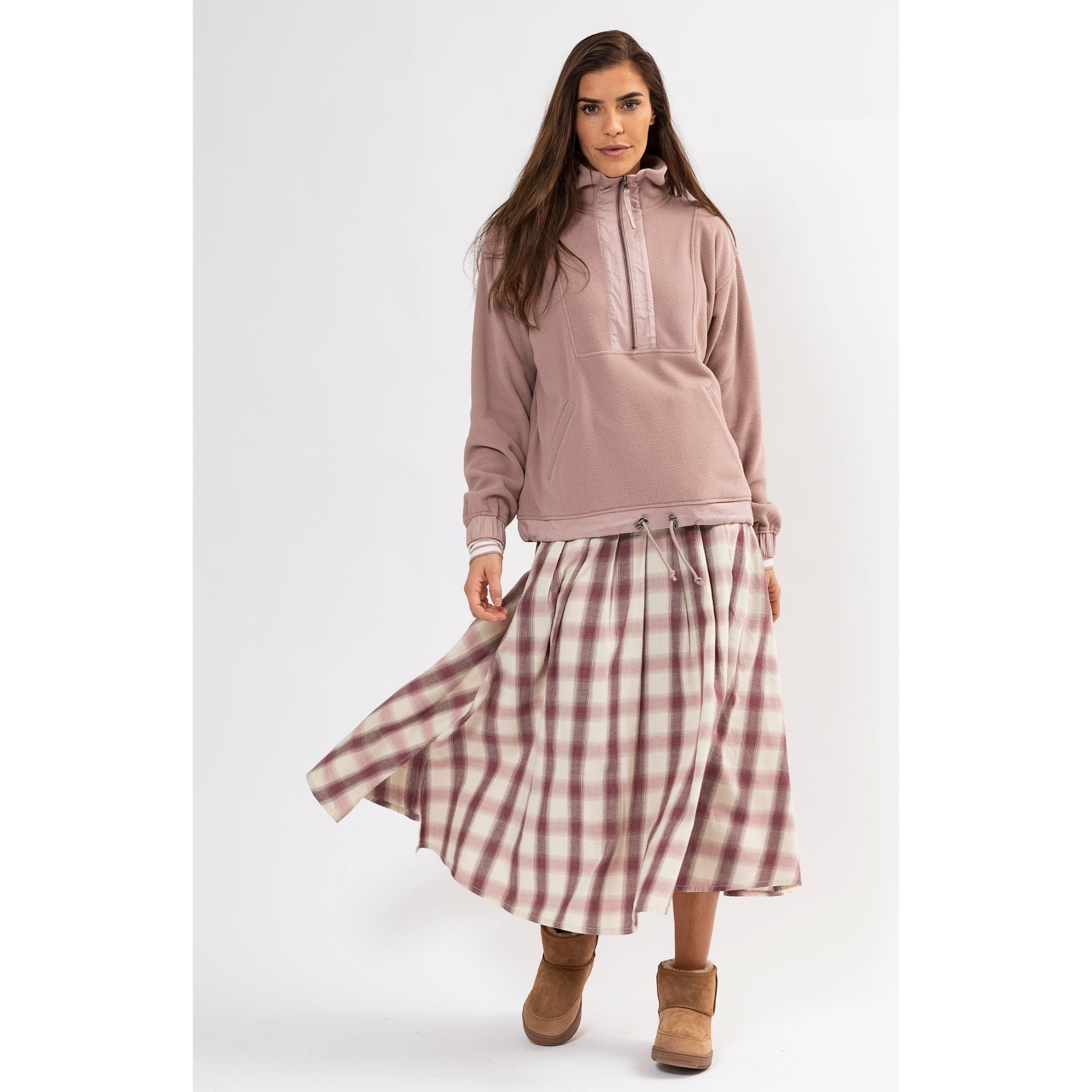 Blue Sportswear Blusenkleid Tenakee Karo Baumwoll Kleid in Rosé-Mauve