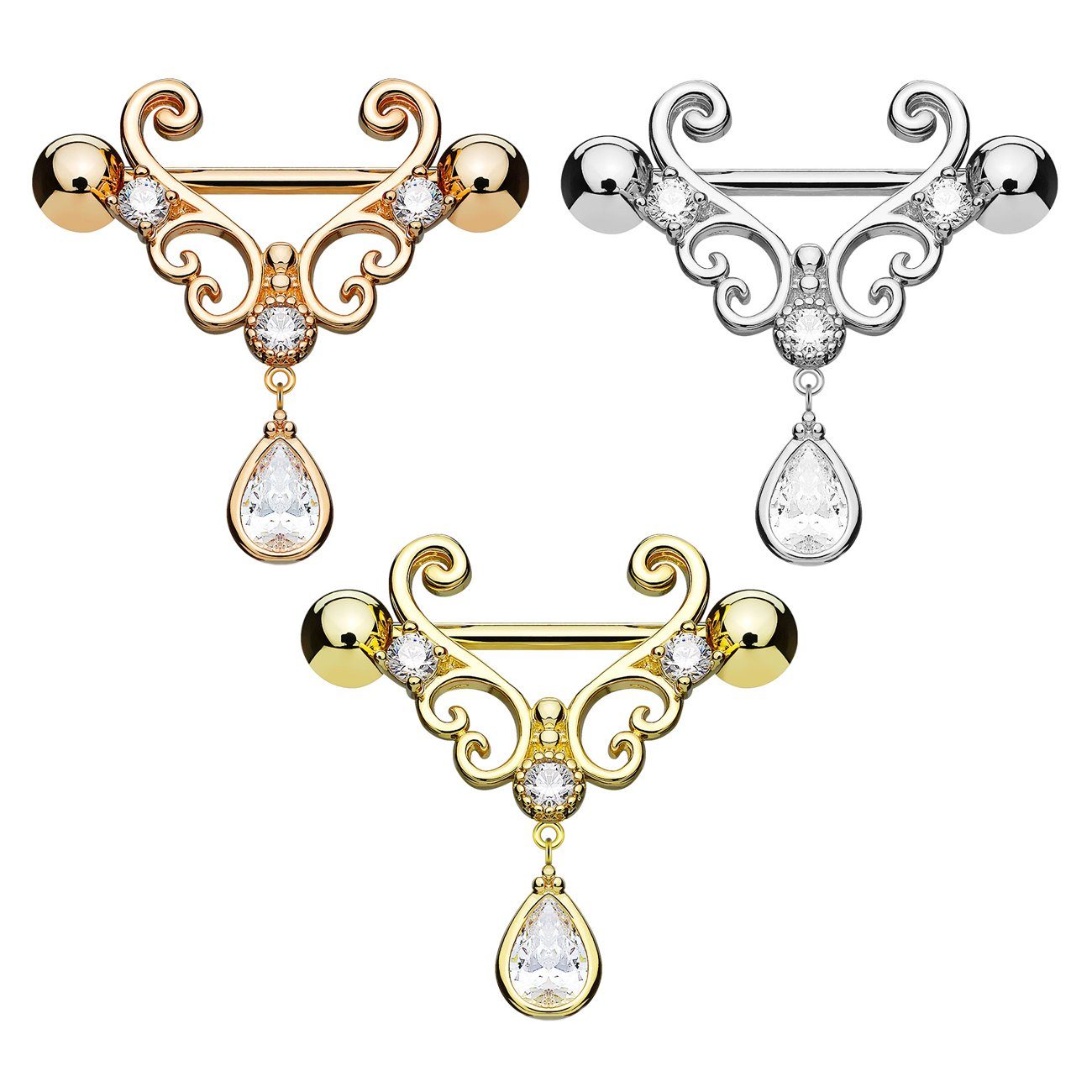 Taffstyle Intimpiercing Intim Brustpiercing Schild Tribal Tropfen Kristall, günstig online kaufen