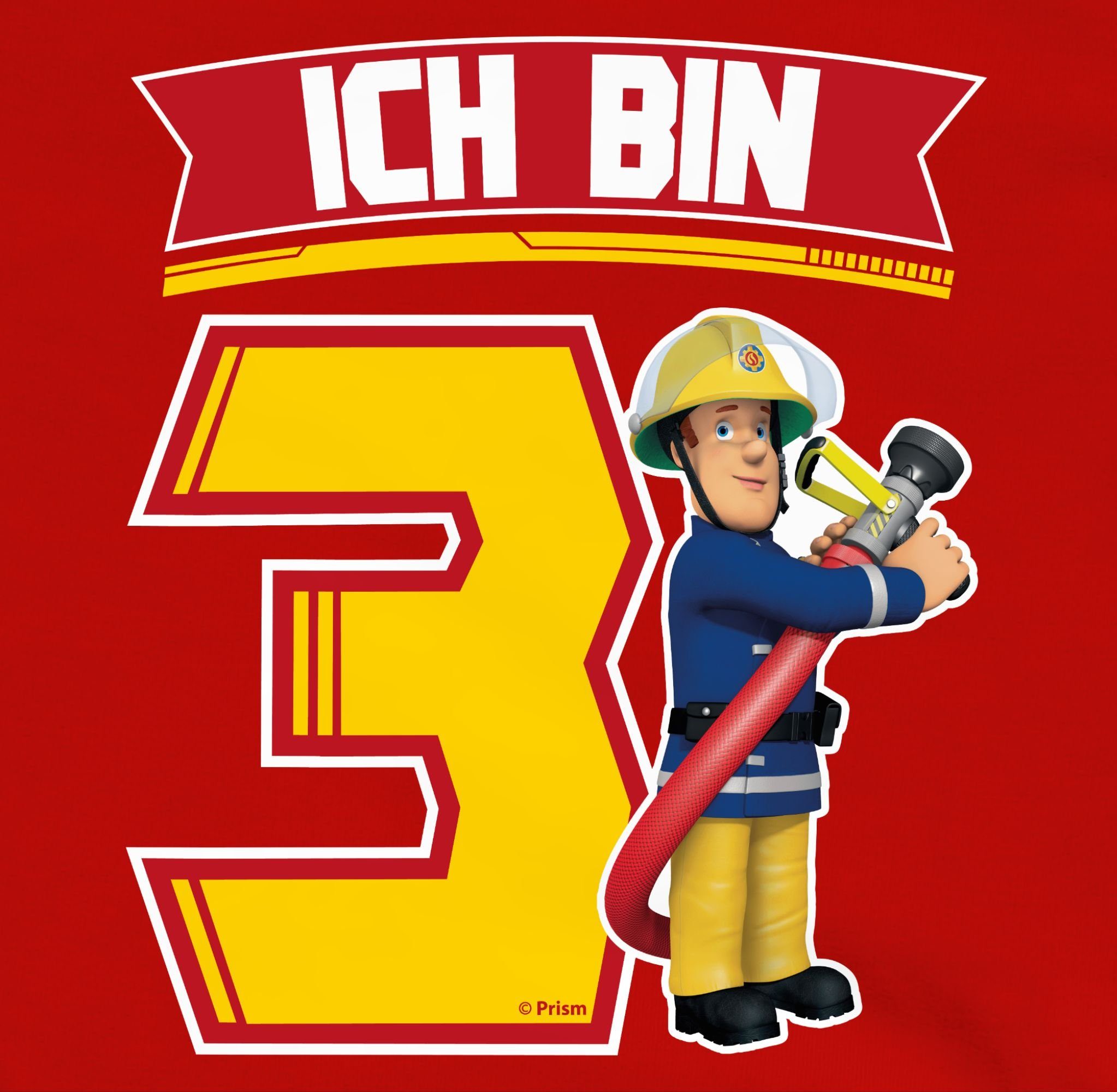 Feuerwehrmann Jungen 3 bin Sam - Ich Shirtracer Sam Rot 3 Sweatshirt