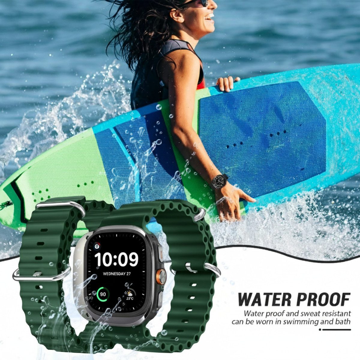 Ventarent Smartwatch-Armband Apple Watch Ultra Ocean Armband Band 42mm/44mm/45mm/46mm/49mm, Silikon Armband Band für Apple Watch Ultra 1 2 und 3 – Bild 3 von 5
