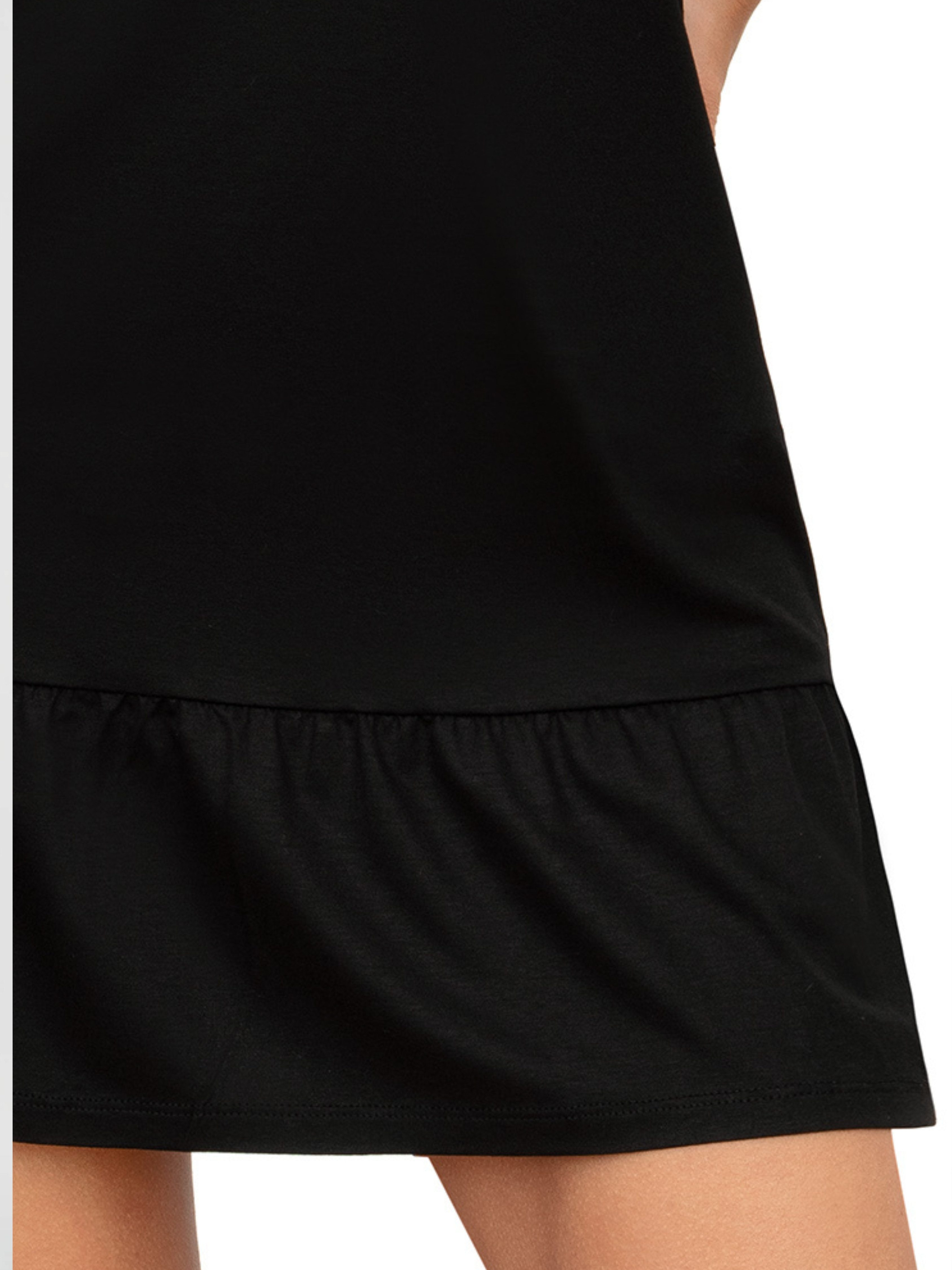 Donna Nachthemd mit Volant unifarben mit Motiv-Print Animal-Druck, reine-Baumwolle