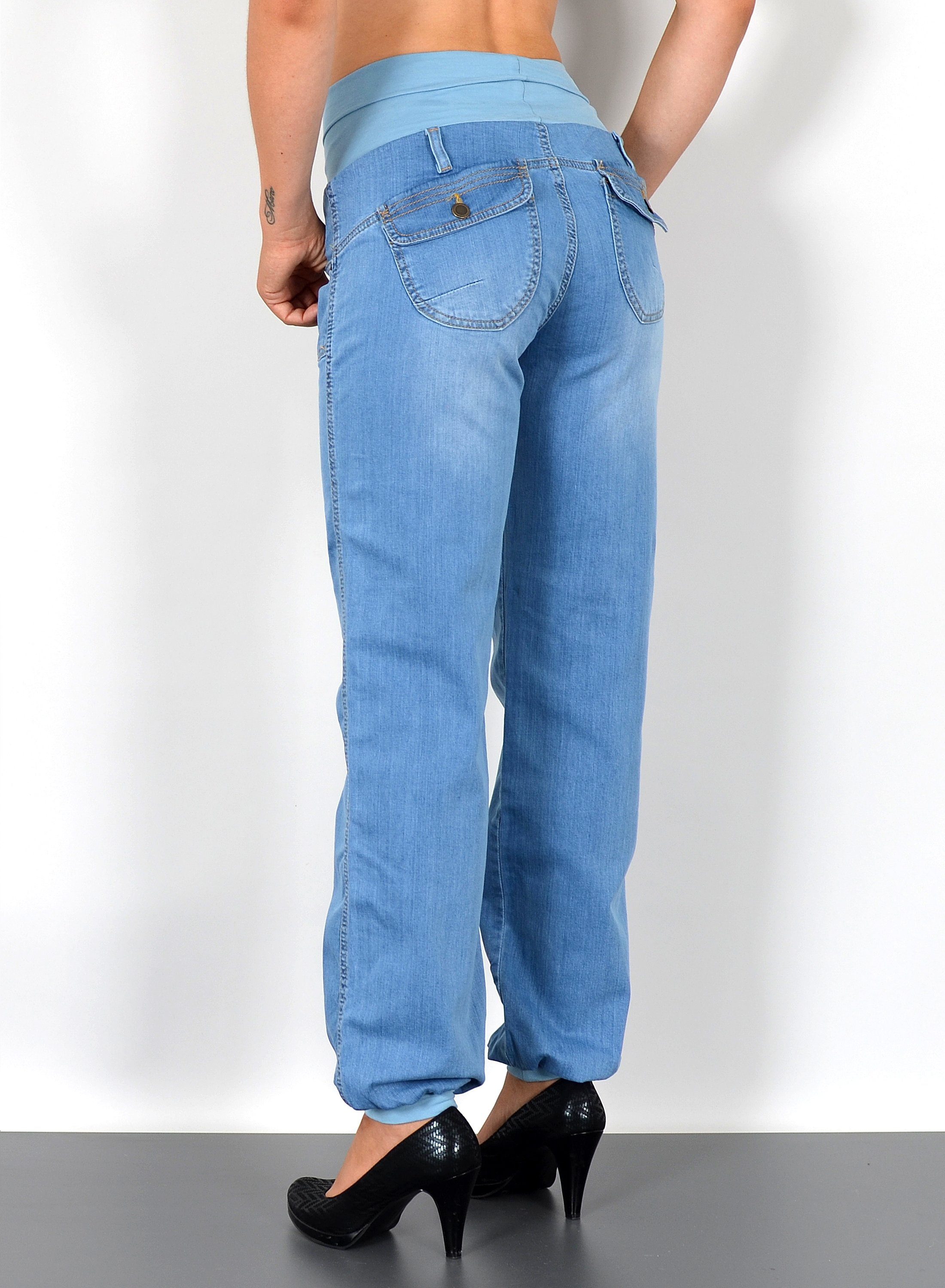 ESRA Pumphose Damen Jeanshose Pumphose hohe Leibhöhe Baggy Jeans High Waist J132 Damen Jeans Haremshose High Waist Damen Pumphose Boyfriend Jeans Baggy