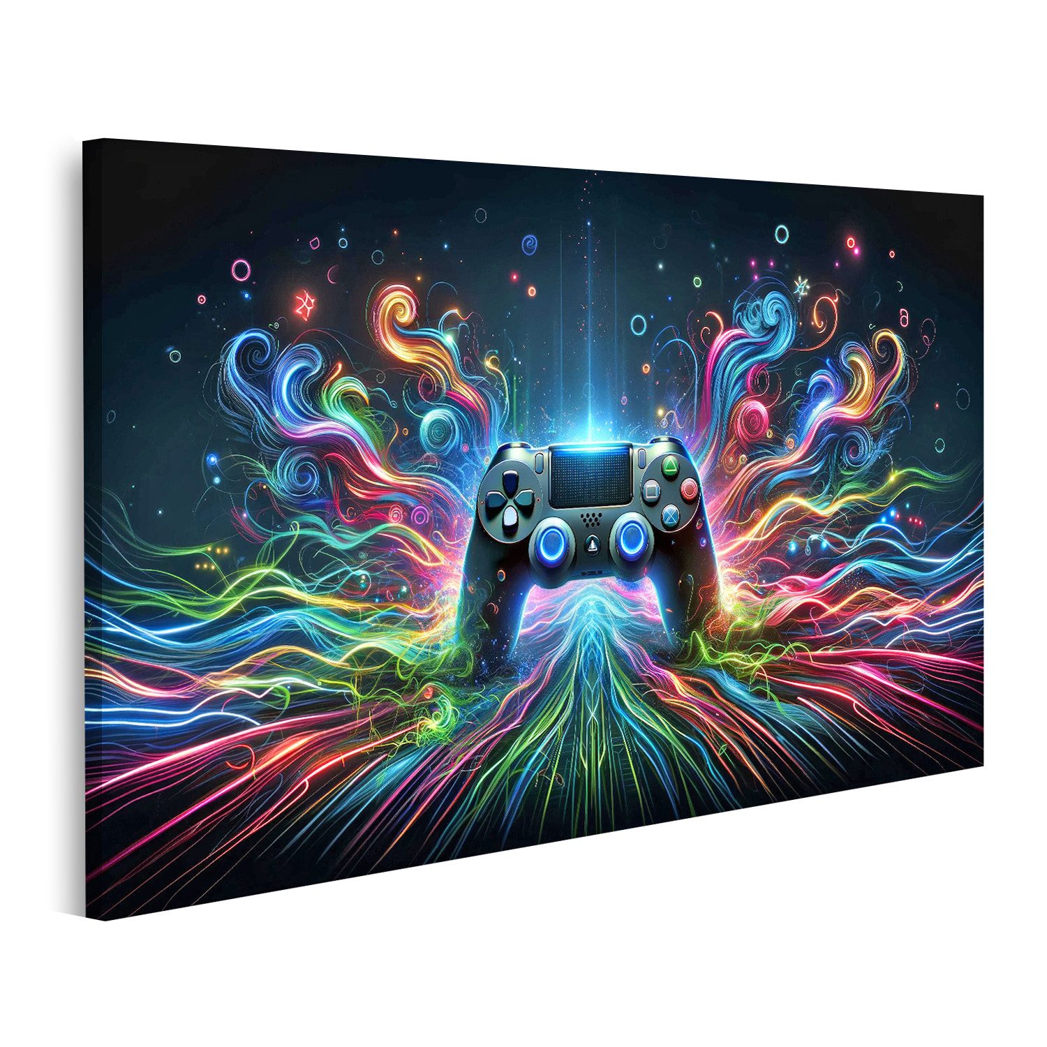 islandburner Leinwandbild Zentraler Gaming-Controller leuchtend Bilder