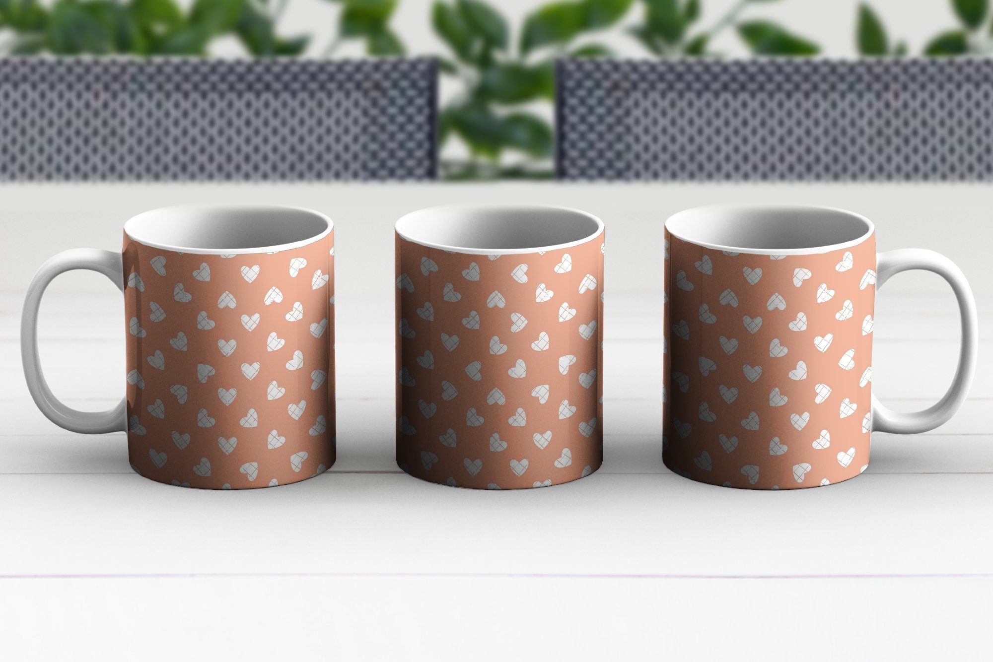 MuchoWow Tasse Muster Geschenk Keramik, Geometrie, Herz - Kaffeetassen, Becher, - Abstrakt - Teetasse, Teetasse
