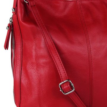 Toscanto Beuteltasche Toscanto Damen Shopper Leder (Beuteltasche), Damen Beuteltasche, Shopper Leder, rot, Größe ca. 35cm