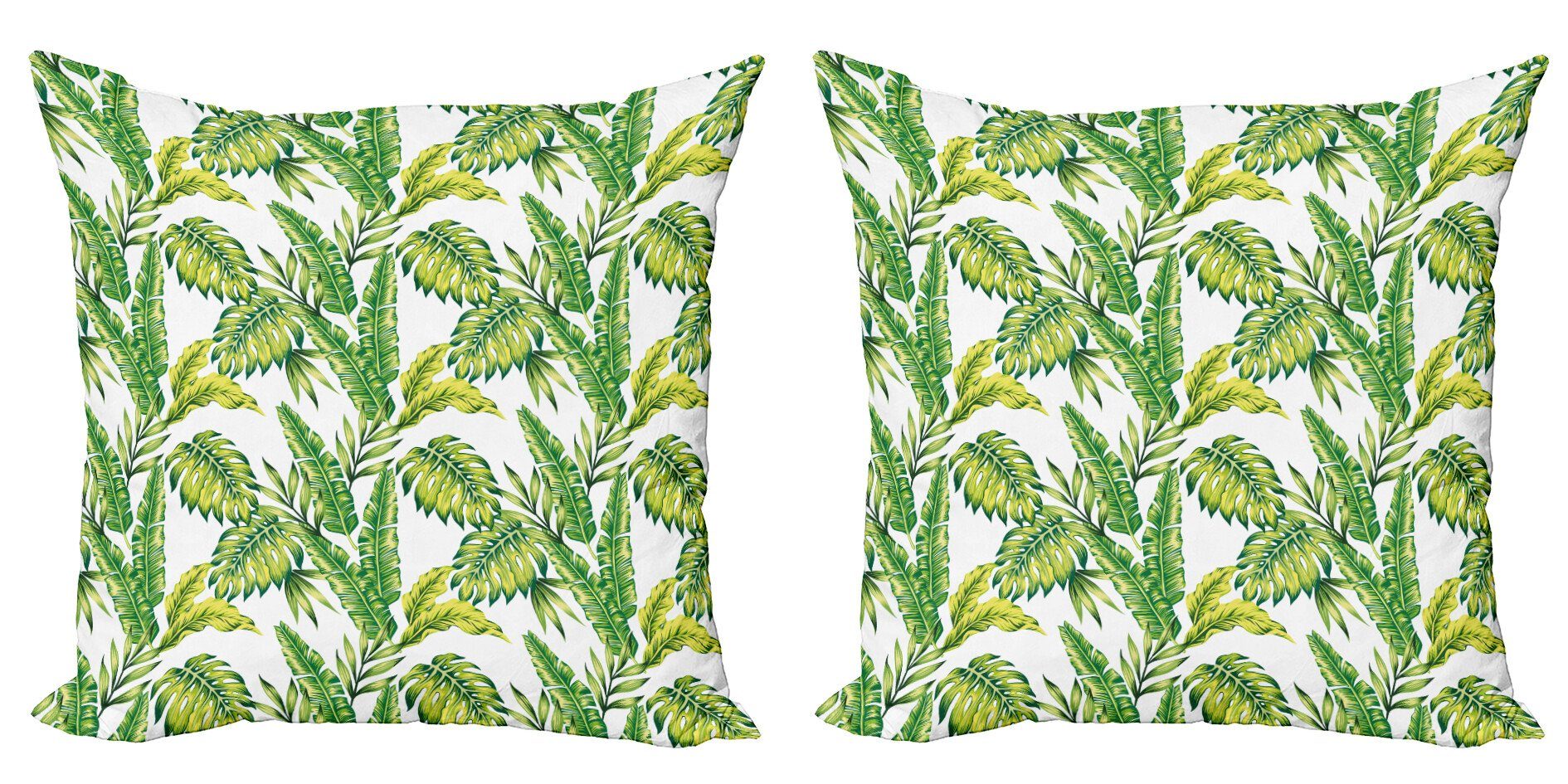 Kissenbezüge Modern Accent Doppelseitiger Digitaldruck, Abakuhaus (2 Stück), Urwald Bamboo Palms Laub