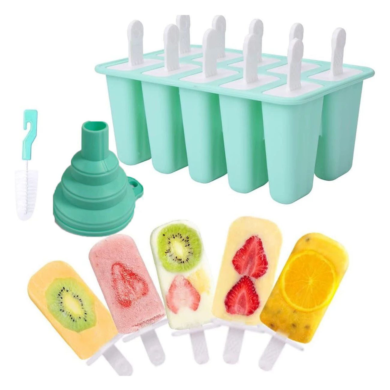 FELIXLEO Eisform Eisformen Silikon 10 Hohlräume Eis am Stiel Formen Grün, (1-tlg)