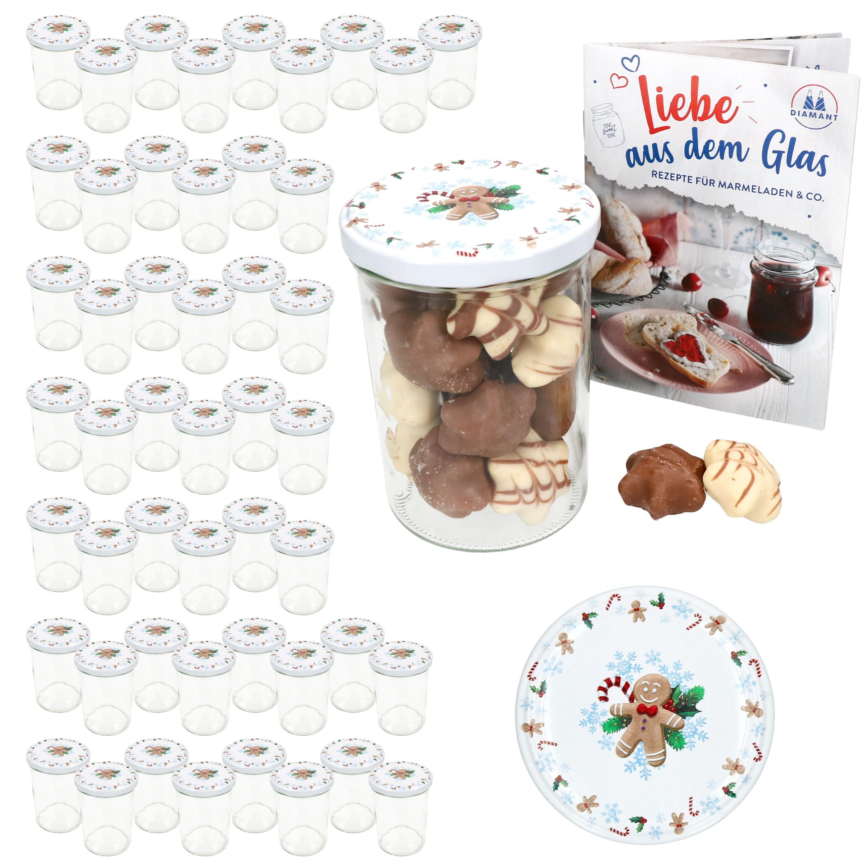 MamboCat Einmachglas 50er Set Sturzglas 435ml Einmachglas + TO-Deckel 82 Candyman eisblau, Glas