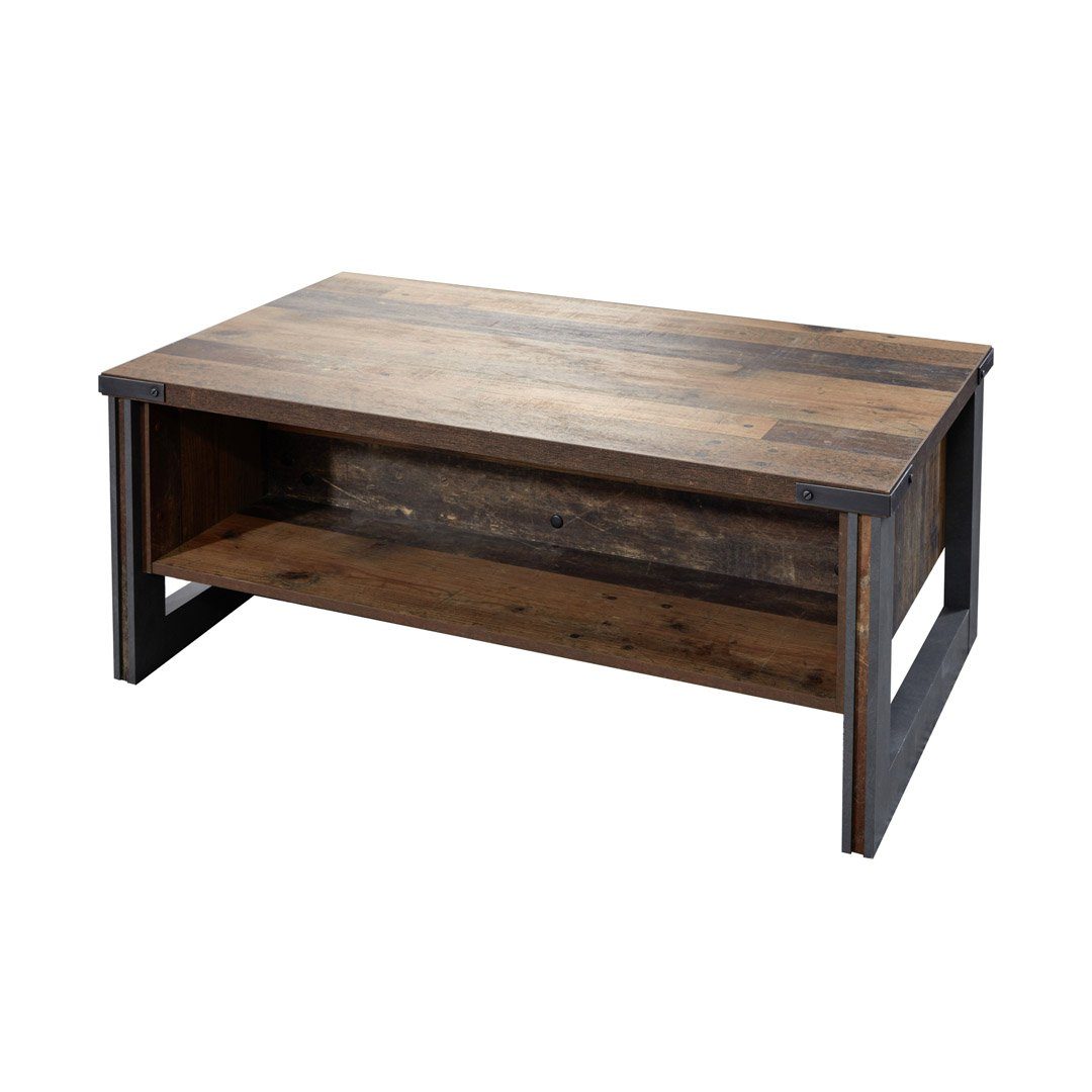 ebuy24 Couchtisch PrimePier Couchtisch 2 Offene Fächer Old Wood Deko