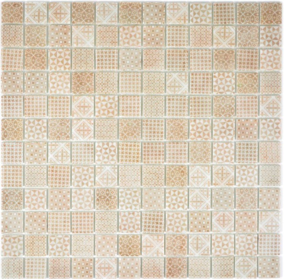 Mosani Mosaikfliesen Recycling Glasmosaik Mosaikfliesen beige matt / 10 Mosaikmatten