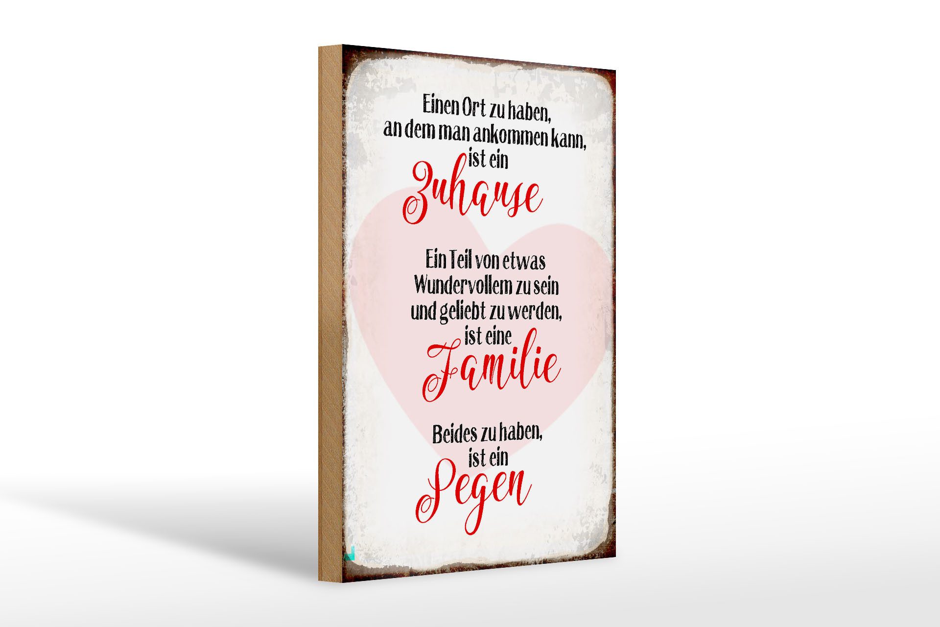 Femer GmbH Holzbild Spruch 20x30cm Zuhause Familie Segen Herz, Familie