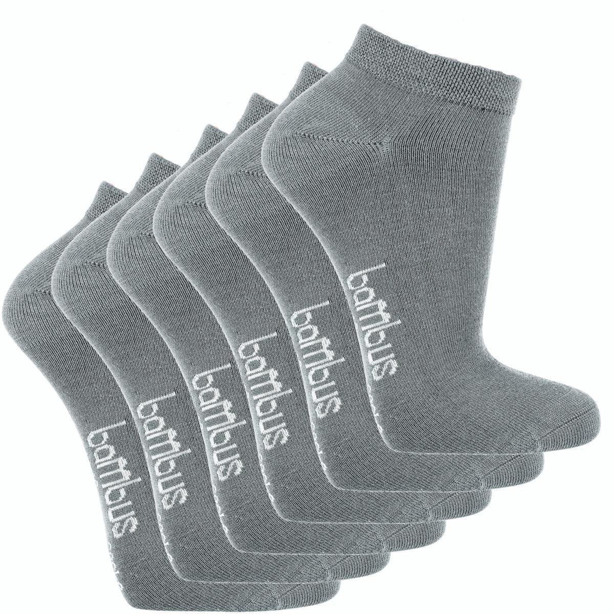 Wowerat Sneakersocken Sneaker Socken Bambus grau, 3,6 oder 12 Paar (6-Paar)
