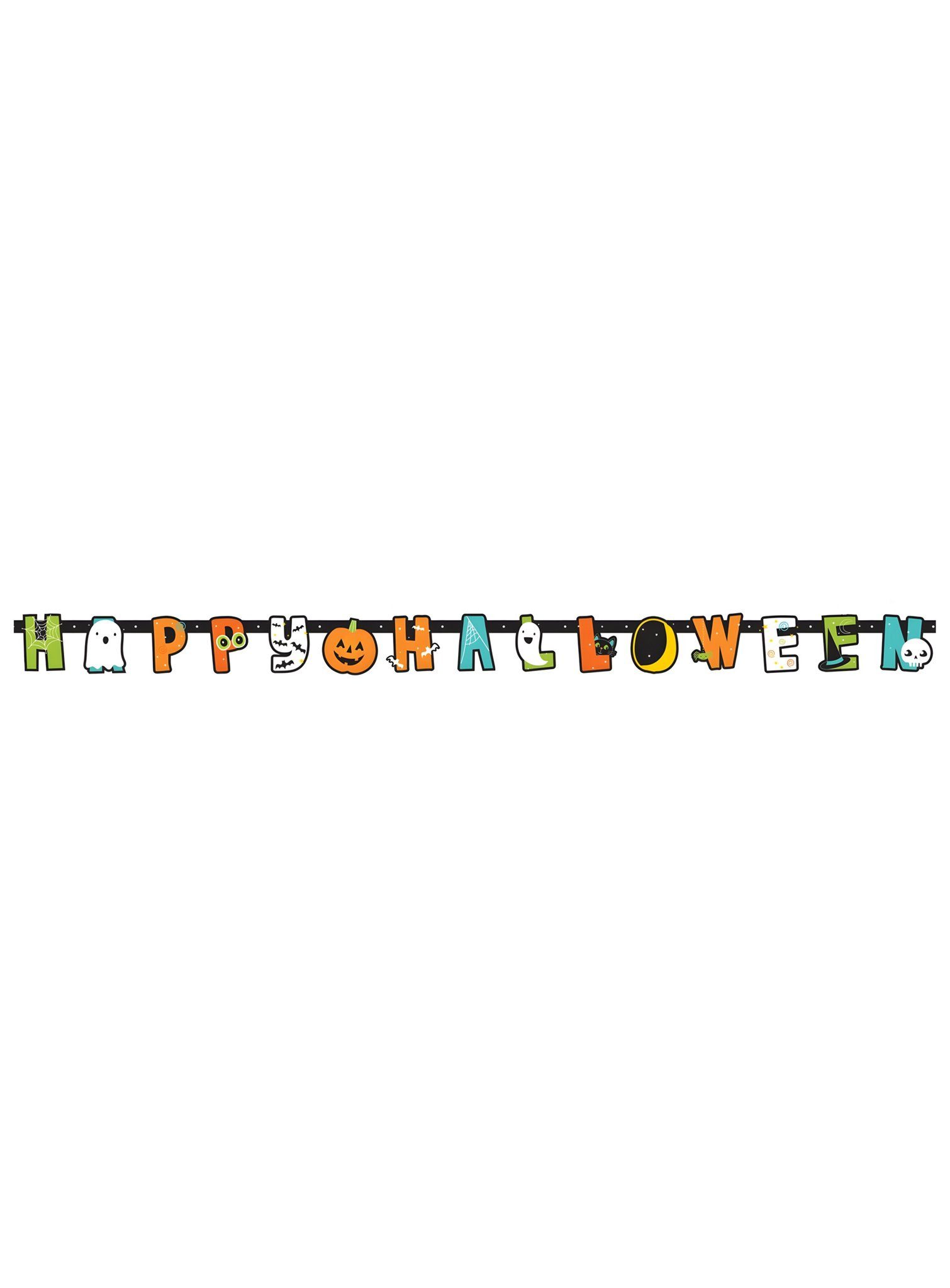Metamorph Girlande Halloween Freunde – Halloweengirlande 192 cm, Bunte Papiergirlande mit niedlichen Geistermotiven für Kinderpartys
