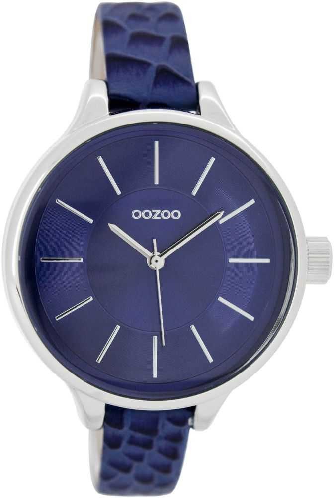 Quarzuhr Damenuhr C7548 Blau Lederband 40 mm C7548