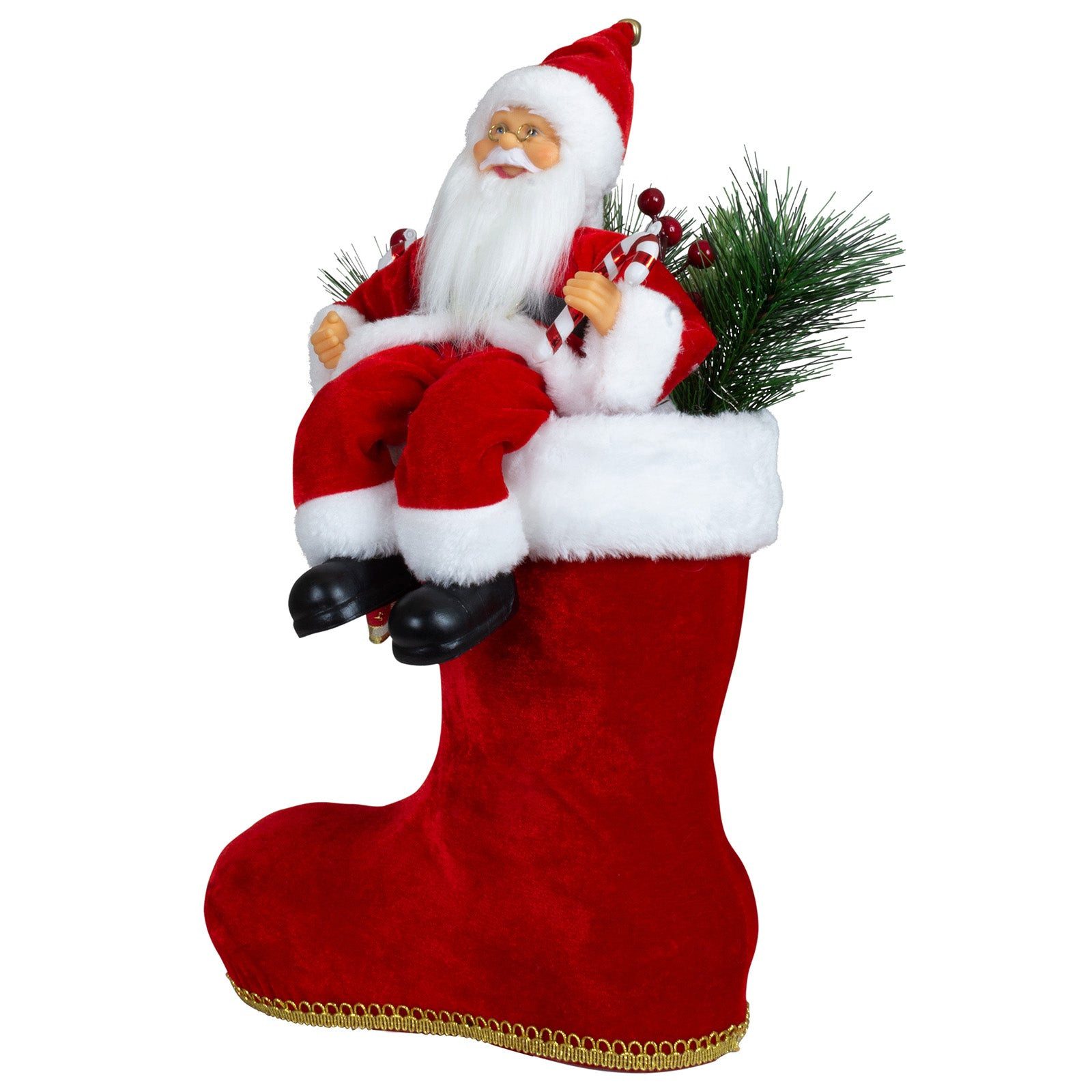 Christmas Paradise Weihnachtsmann 45 cm im Stiefel (Weihnachtsdeko, 1 St., mit LED), rot