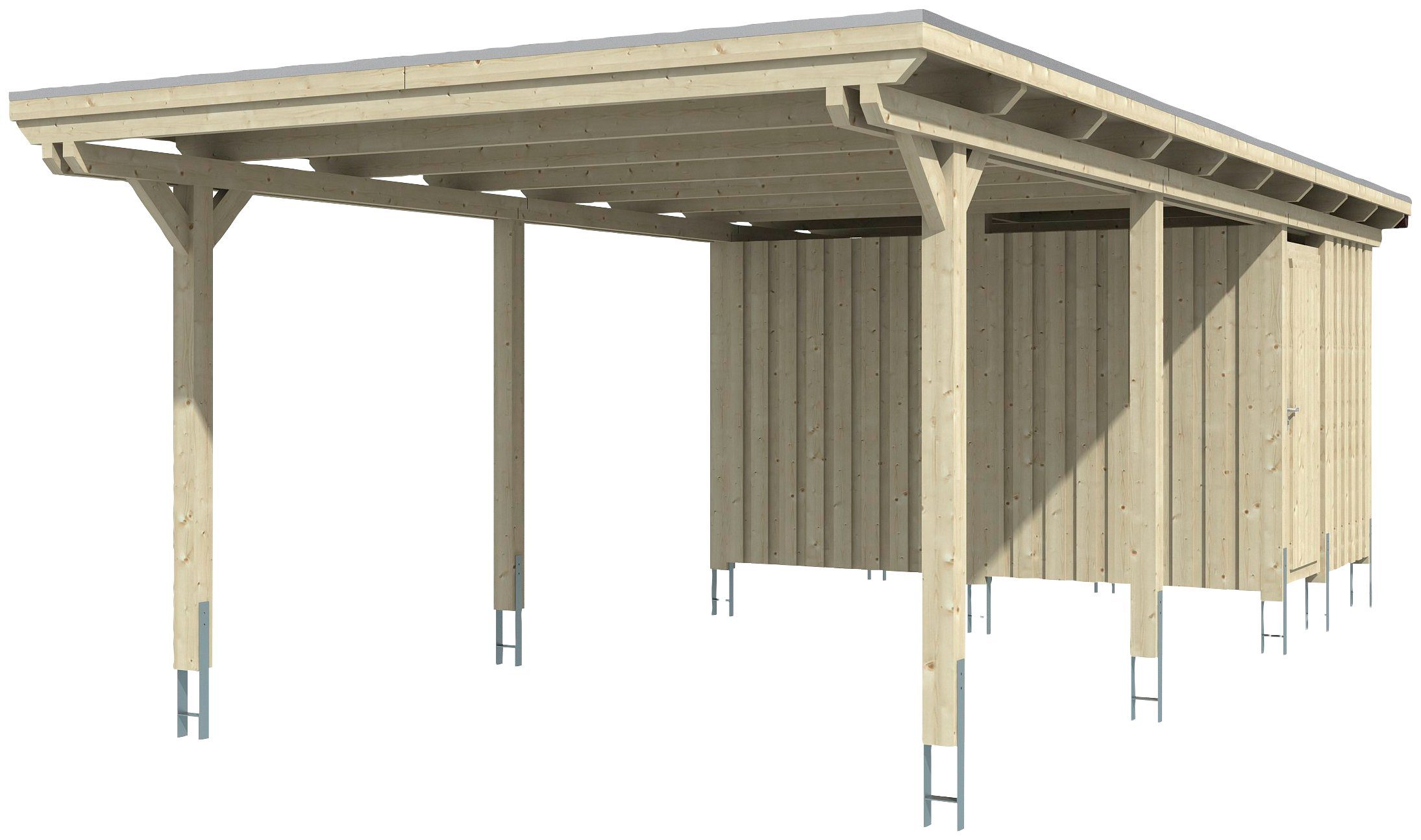 Skanholz Einzelcarport Emsland, BxT: 404x846 cm, 223 cm Einfahrtshöhe, mit  Abstellraum, versch. Farben