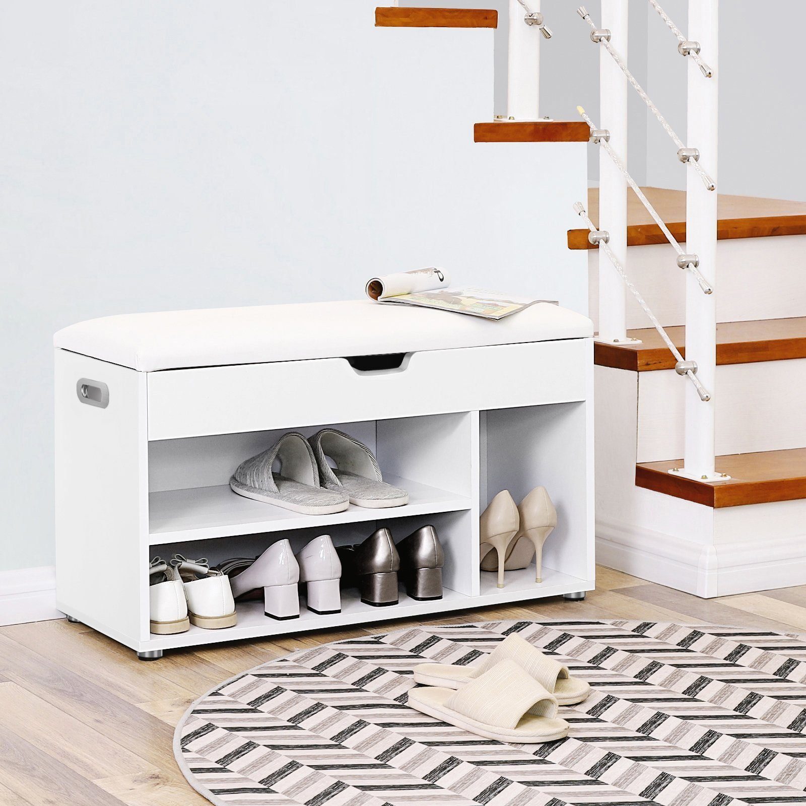 VASAGLE Schuhbank »LHS20WT LHS30W«, schuhregal mit Sitzkissen, weiß