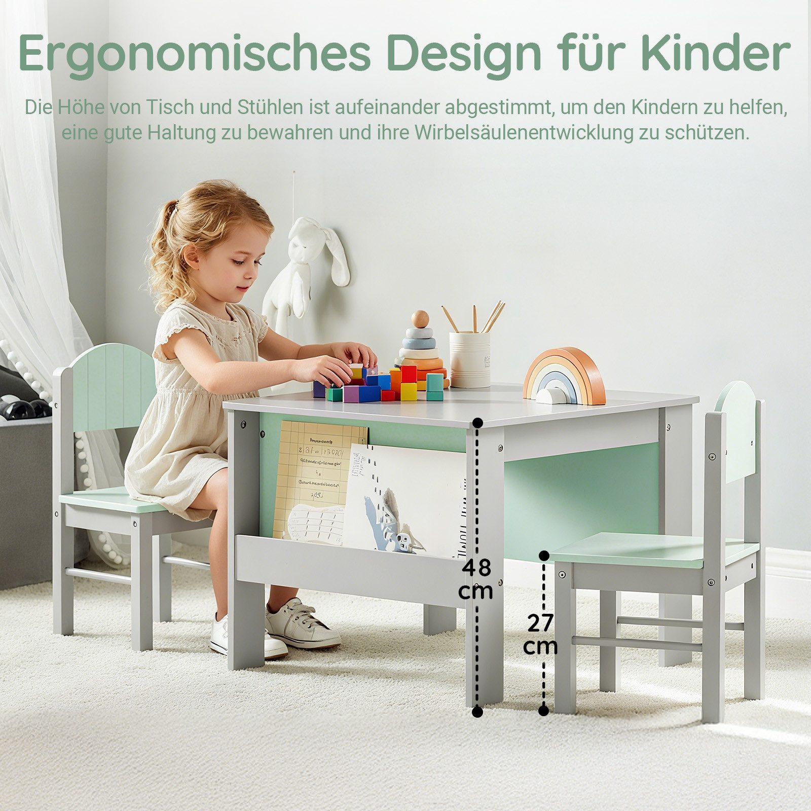 SoBuy Kindersitzgruppe KMB88, Kindersitzgruppe Kindertisch mit Stühlen, Kinder Tisch Stuhl Set Maltisch für Kinder Sitzgruppe