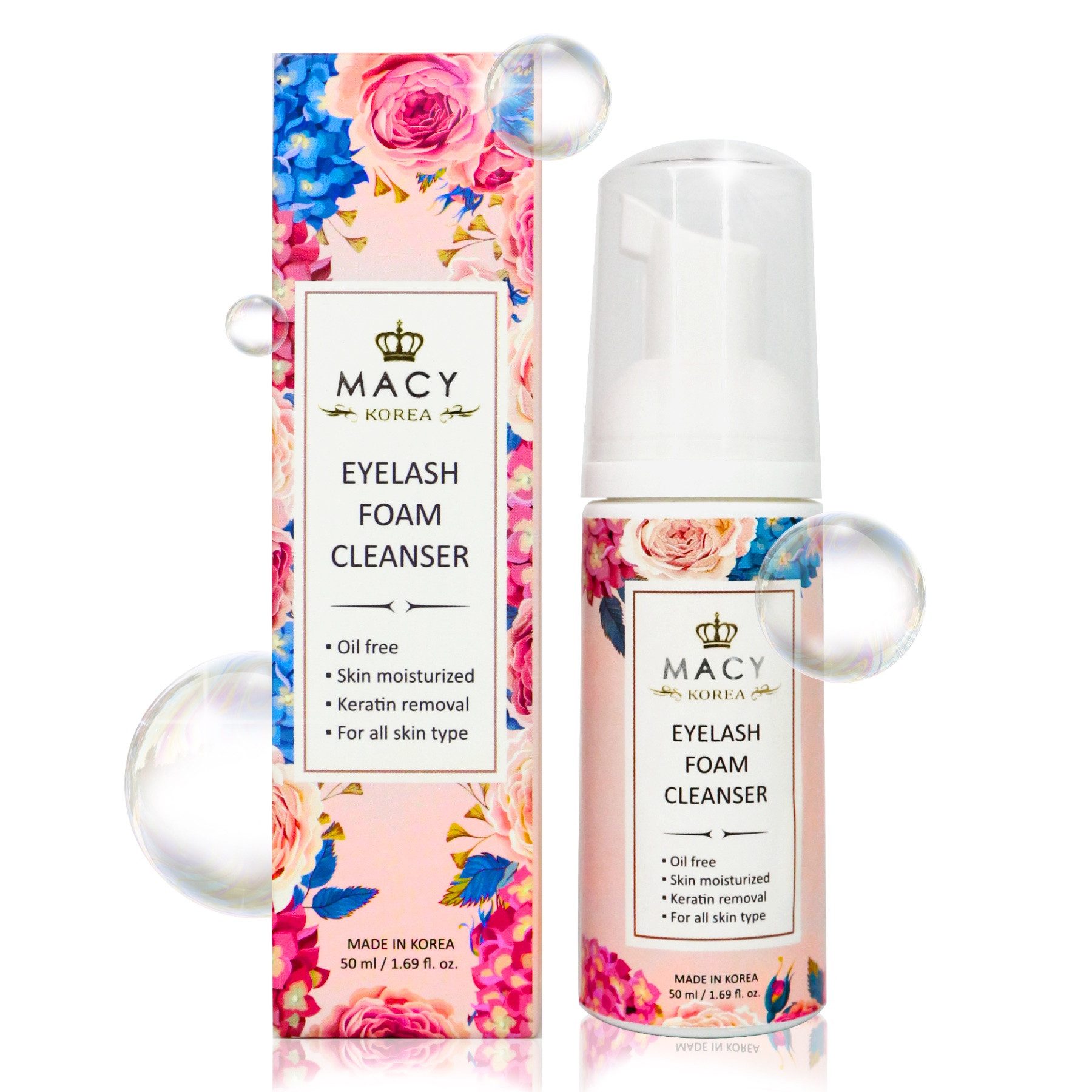 Macy Wimpernpflege Wimpernshampoo für Wimpernverlängerung, 1-tlg., Natürlich, Volles Volumen