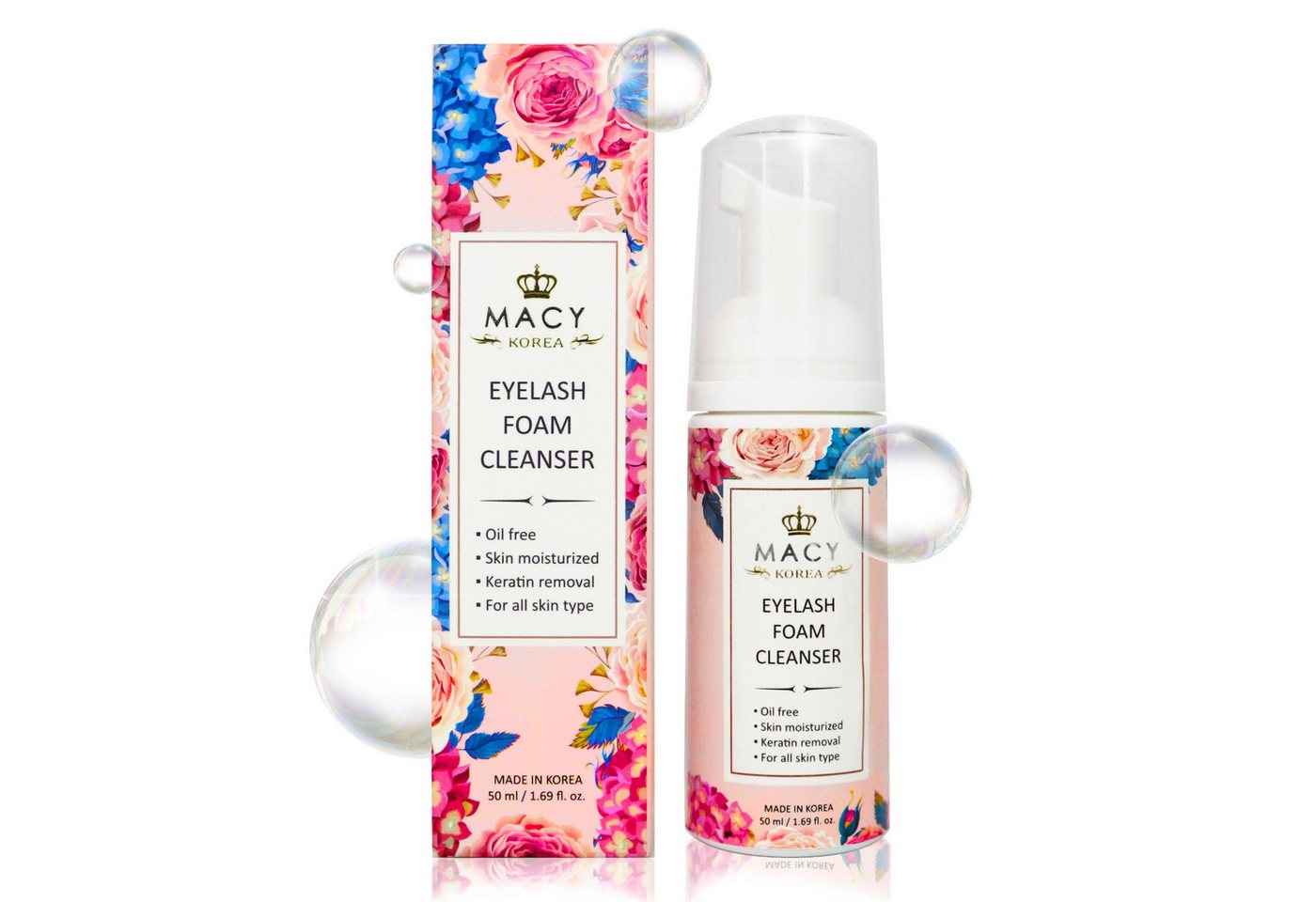 Macy Wimpernpflege Wimpernverlängerung Wimpernshampoo Wimpern Reiniger Cleanser, 1-tlg., Natürlich, Volles Volumen