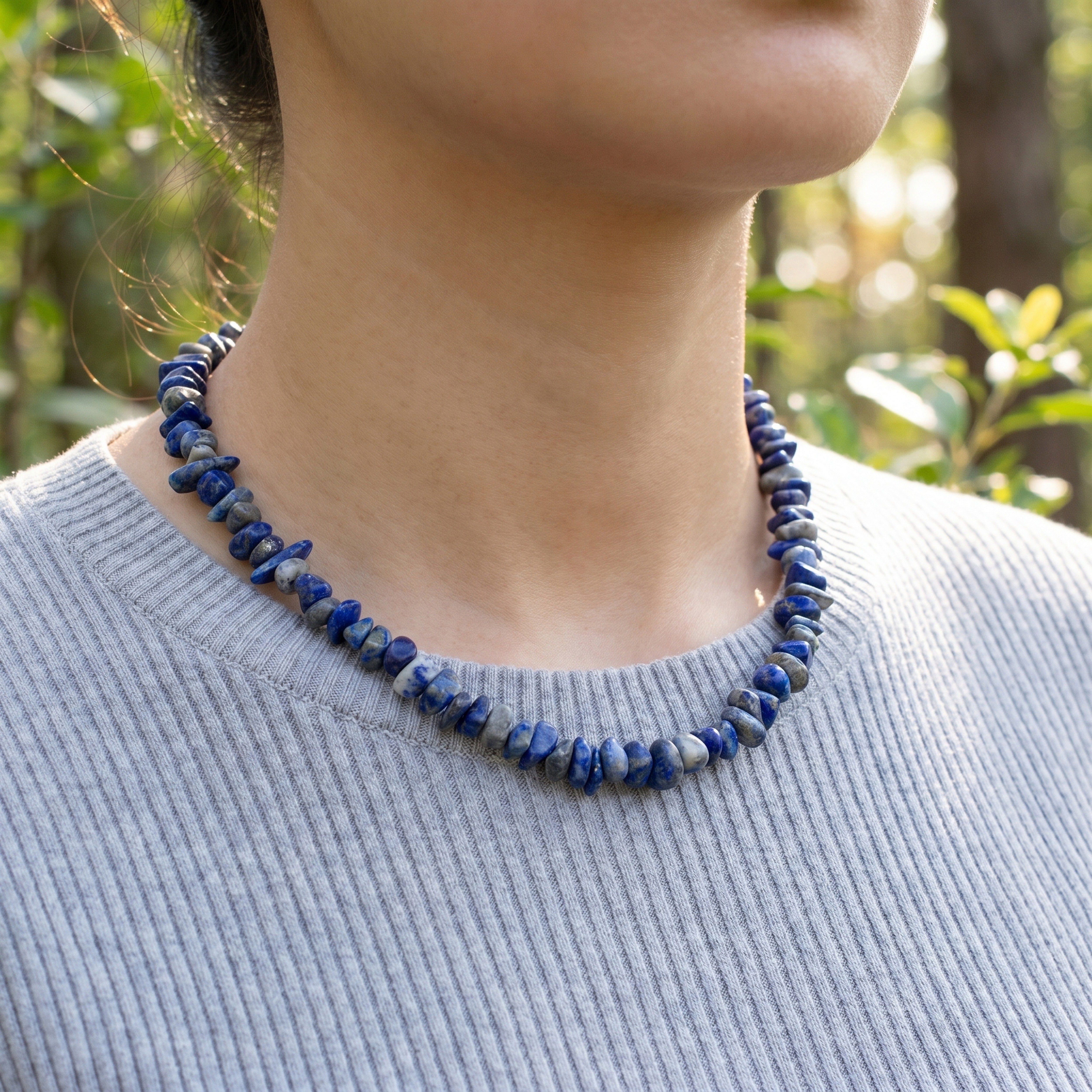 Lebensquelle Plus Kette ohne Anhänger Lapislazuli Splitterkette, 45 cm + Verschluss – Bild 2 von 2