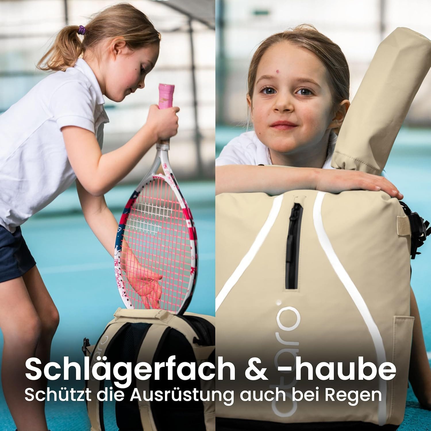 Otaro Tennisrucksack Kinder, 19L, Tennistasche Kinder für 5–11 Jahre (Leicht, kompakt und reflektierend, mit Schlägerfach, Schuhfach & Getränkehalter), wasserabweisender Rucksack für Mädchen & Jungen