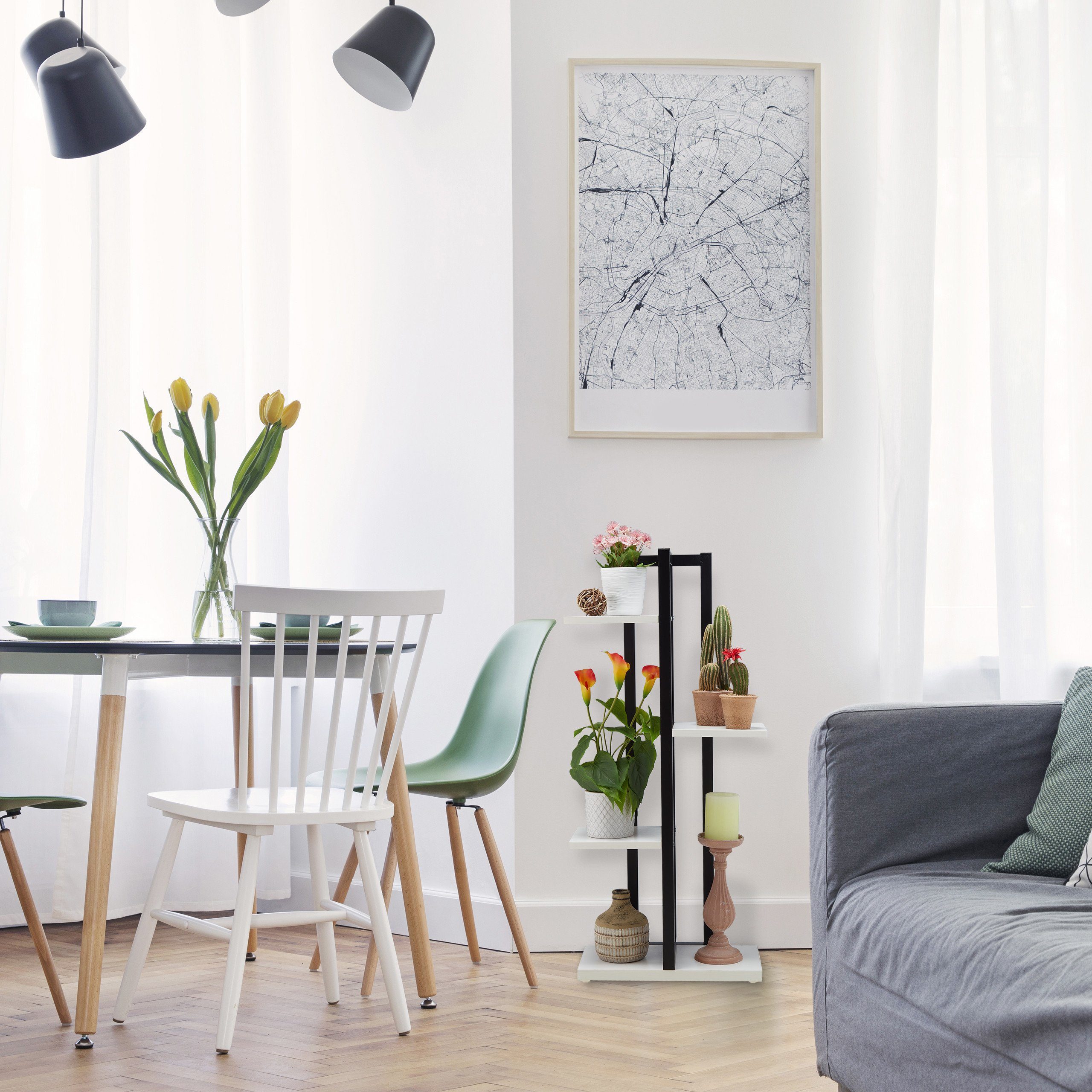 relaxdays Blumenständer Blumenregal Metall, weiß günstig online kaufen