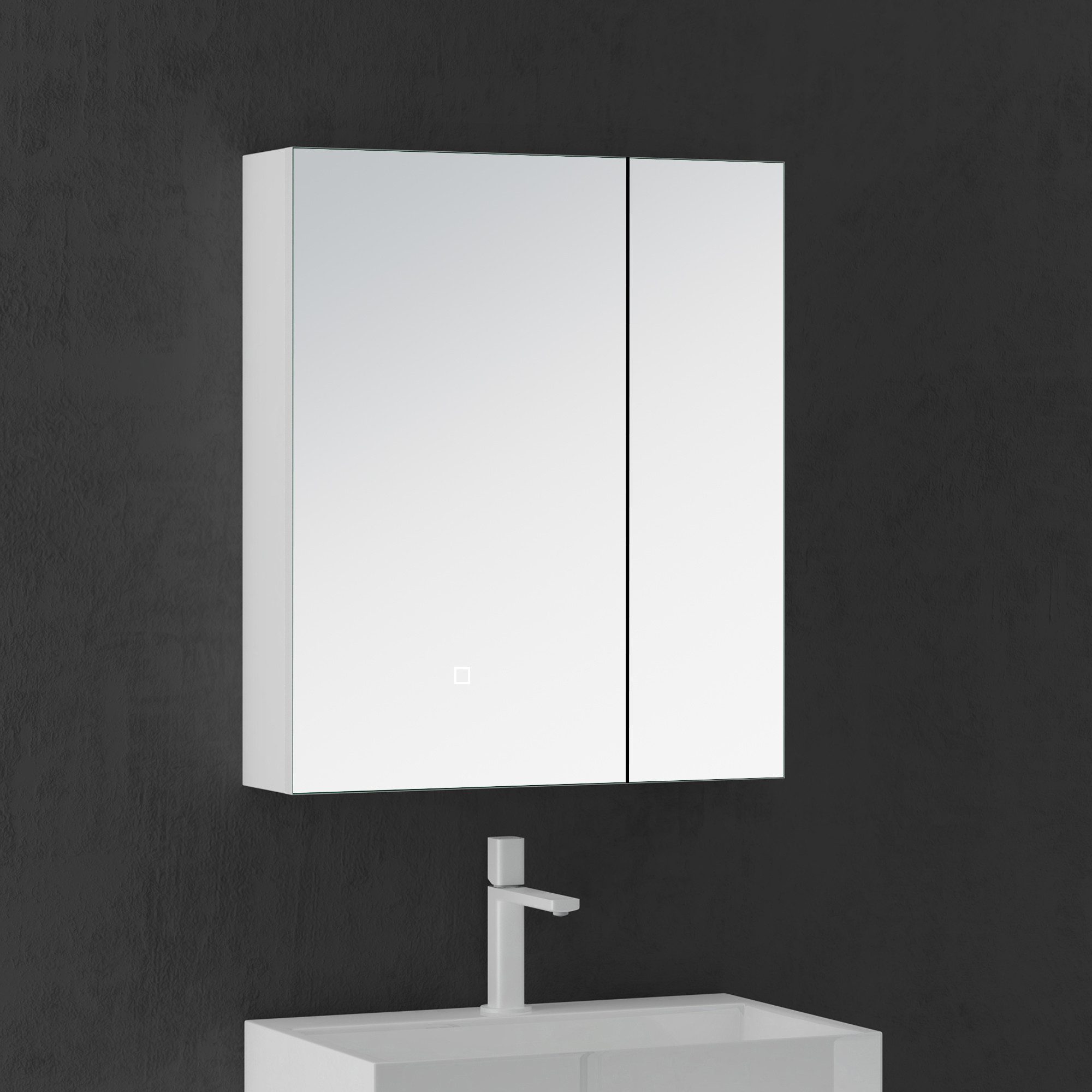 doporro Spiegelschrank Wandschrank Wandspiegel LED Weiß/Anthrazit Spiegelschrank4