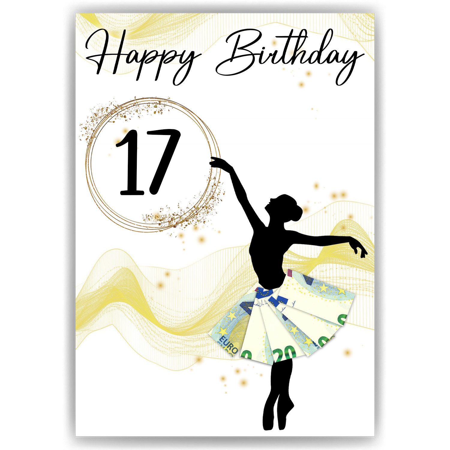 Tigerlino Poster Geburtstag Geldgeschenk Frauen Freundin Geschenkidee Ballett, 17. Geburtstag, 13 18 20 30 40 50 60 70 Geburtstag
