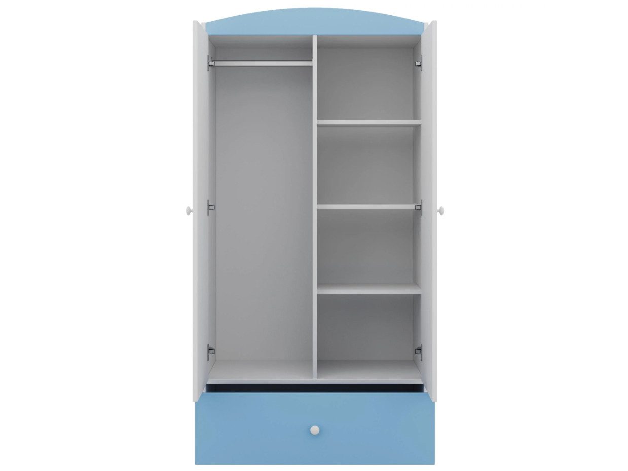 Beautysofa Kinderkleiderschrank für Jungen PAUL 90 cm mit Rennwagen (2-türig mit Schublade und Kleiderstange, ideal für das Kinderzimmer) Breite: 90 cm