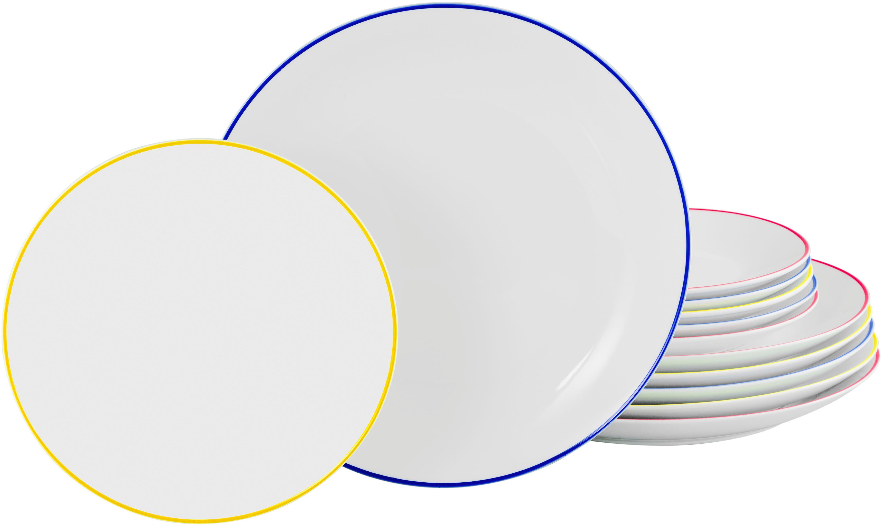 OTTO home Tafelservice Alff (12-tlg), 6 Personen, Porzellan, Teller Set, Geschirr-Set, harmonische, trendige Coupeform