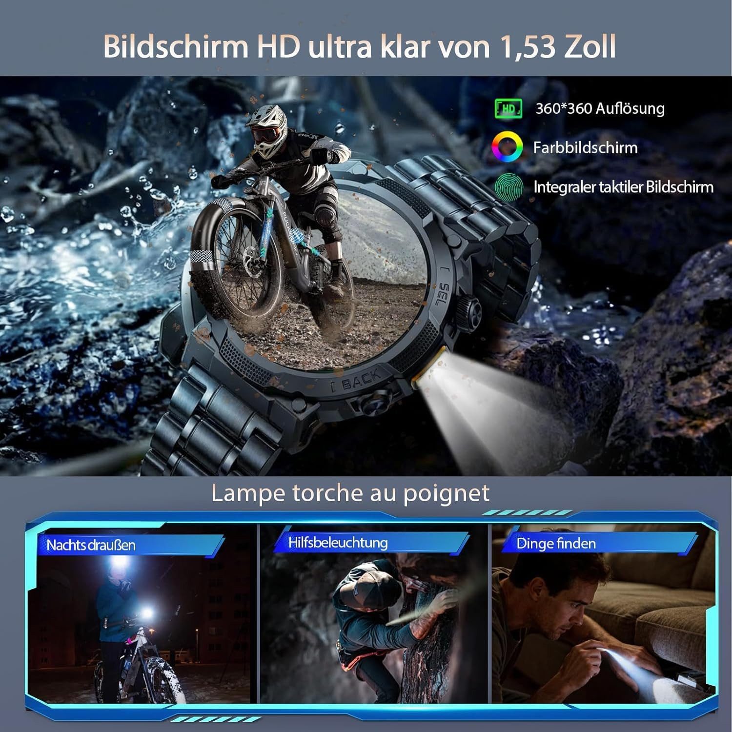 Zevelora für Damen und Herren mit Bluetooth-Anrufen und Gesundheitsüberwachung Smartwatch (1,53 Zoll, Andriod iOS), Fitnessuhr mit Schlafanalyse, Sportmodi und Benachrichtigungen
