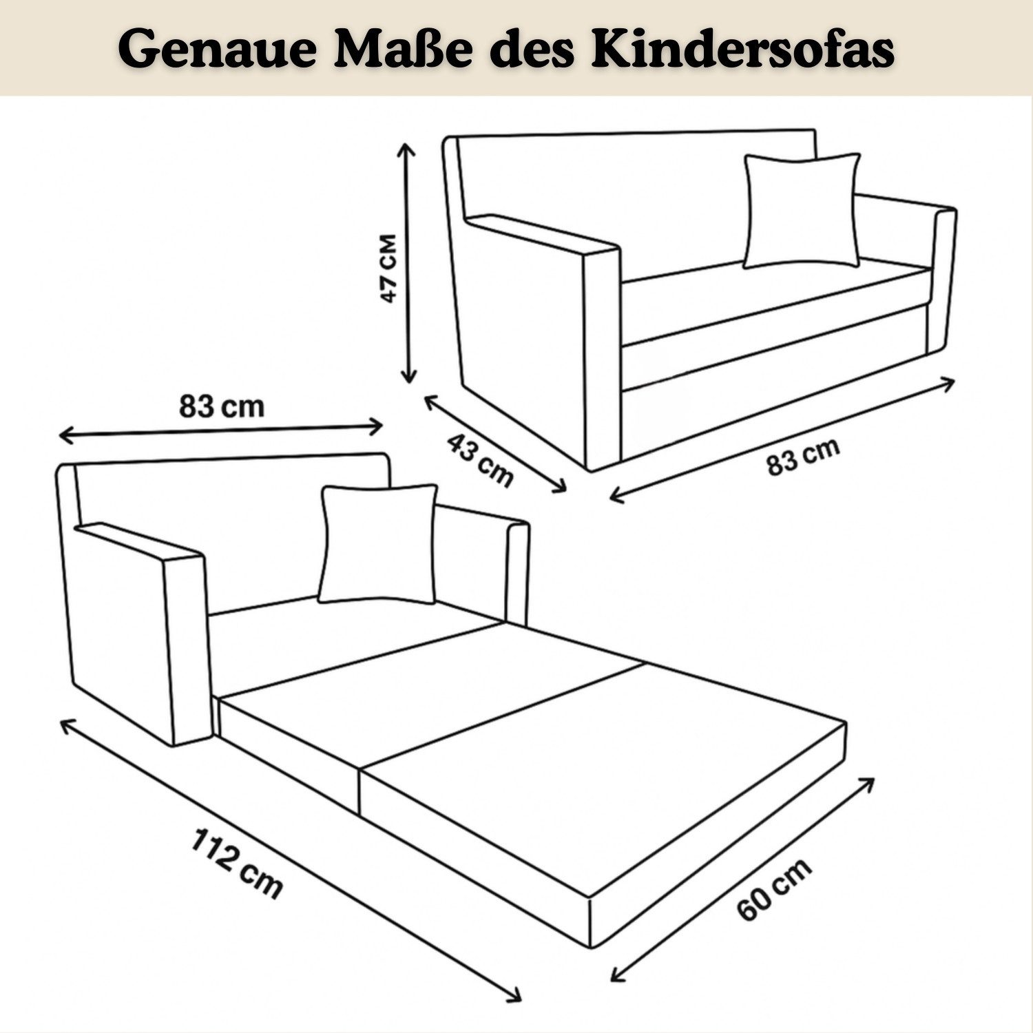 FORTISLINE Kindersofa aus Schaumstoff mit abnehmbarem Bezug Kinderzimmer – Bild 3 von 5