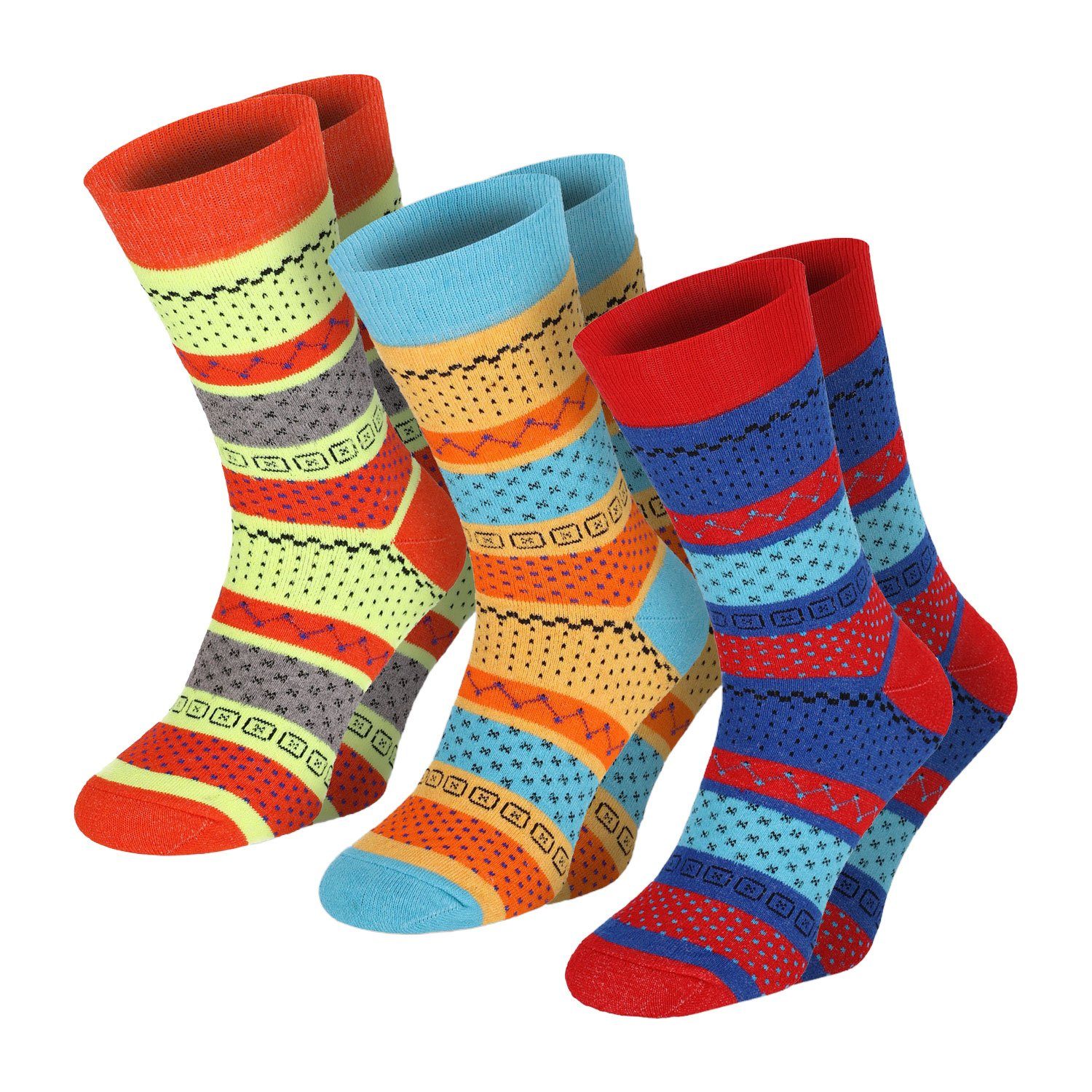 Thermosocken FASHION warme bunte Wintersocken Damen und Herren aus Baumwolle