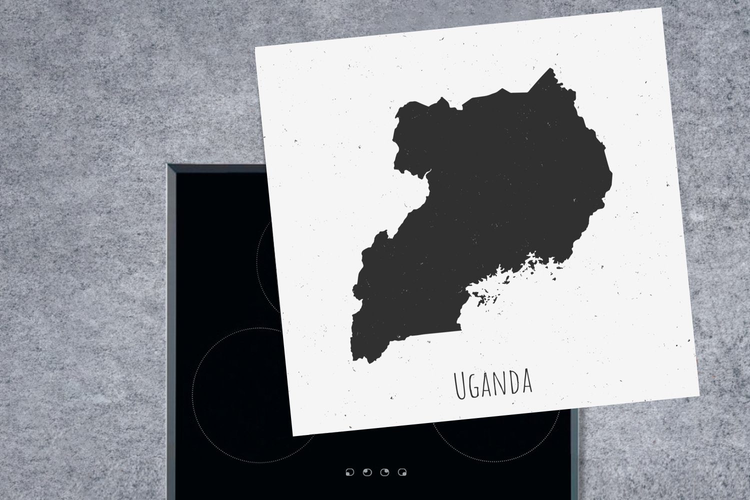 Arbeitsplatte tlg), für Uganda Vinyl, weißen cm, Flecken, mit Ceranfeldabdeckung, 78x78 von Herdblende-/Abdeckplatte einem Hintergrund (1 MuchoWow Illustration auf küche
