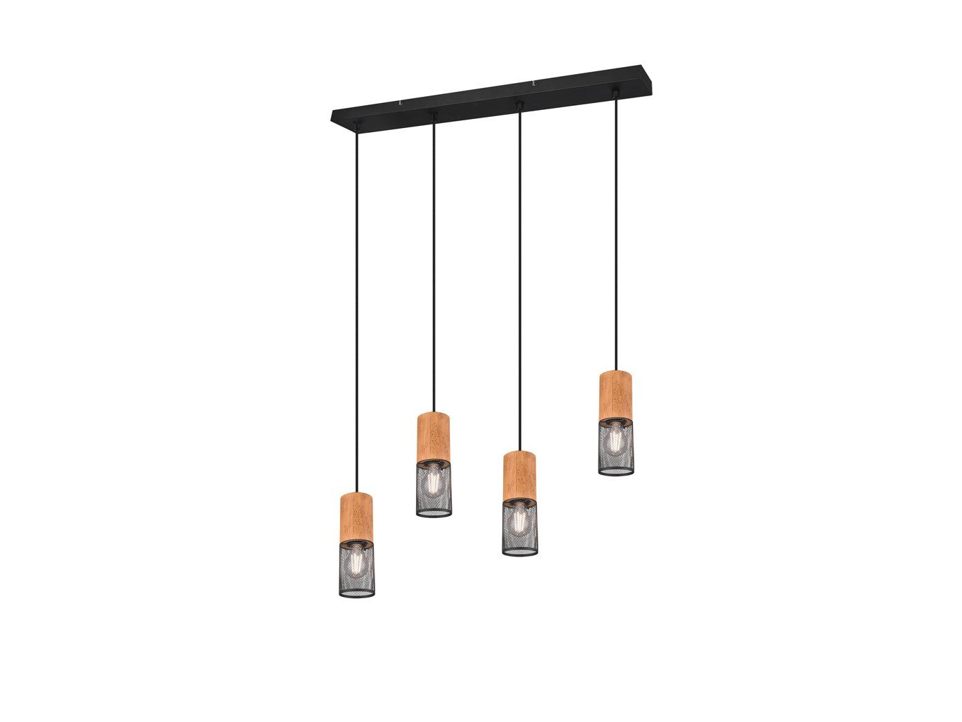 TRIO Leuchten LED Pendelleuchte, LED wechselbar, Warmweiß, Holz-lampen hängend Esstisch-lampe Gitterlampe Industriedesign H 150cm