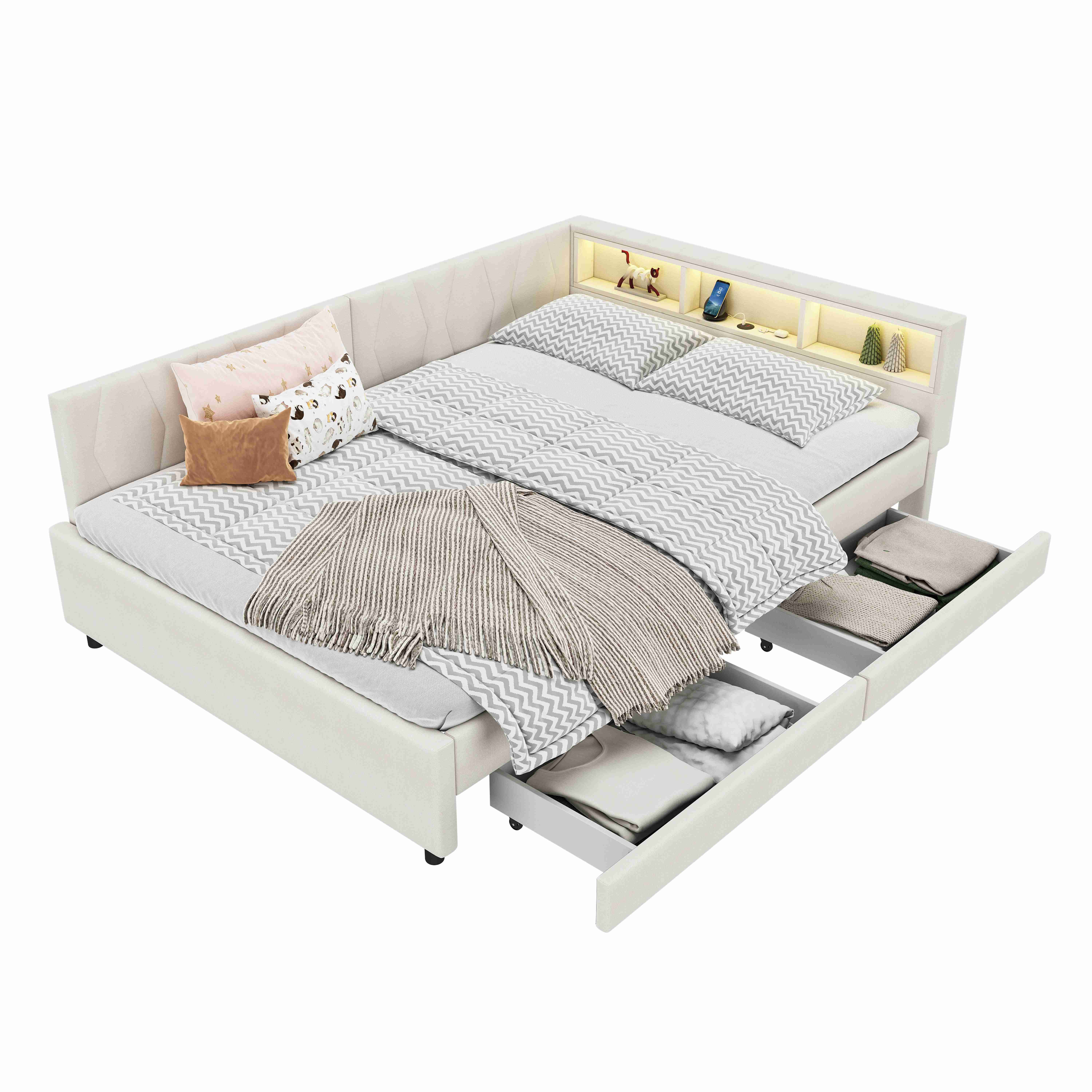 BlingBin Daybett Tagesbett (1 tlg), 90/140x200 cm mit LED, USB & Stauraum, günstig online kaufen