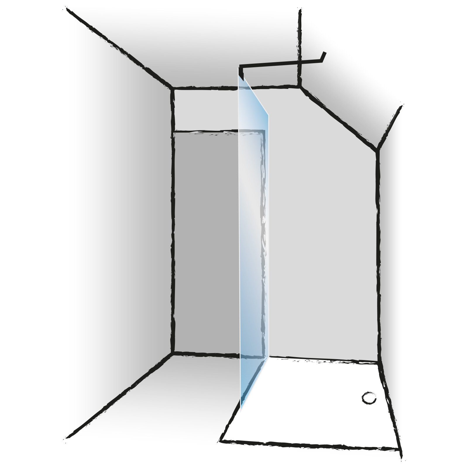 mm Glas, Alpinweiß, für kürzbar Schulte 8 5 - Duschwand-Stabilisationsstange Stabilisator