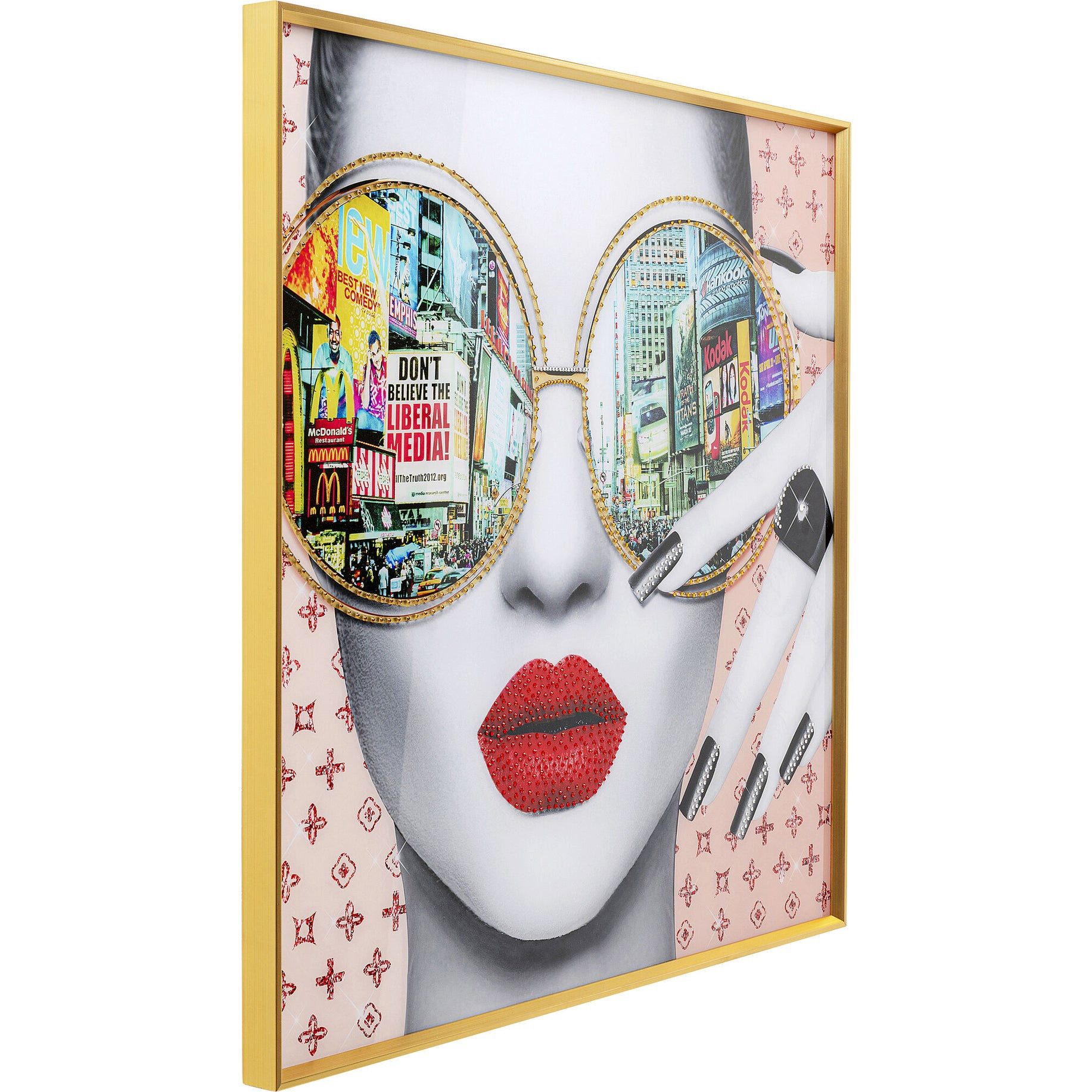 Kare Design Glasbild Times Square View, Frau, 120x120 cm