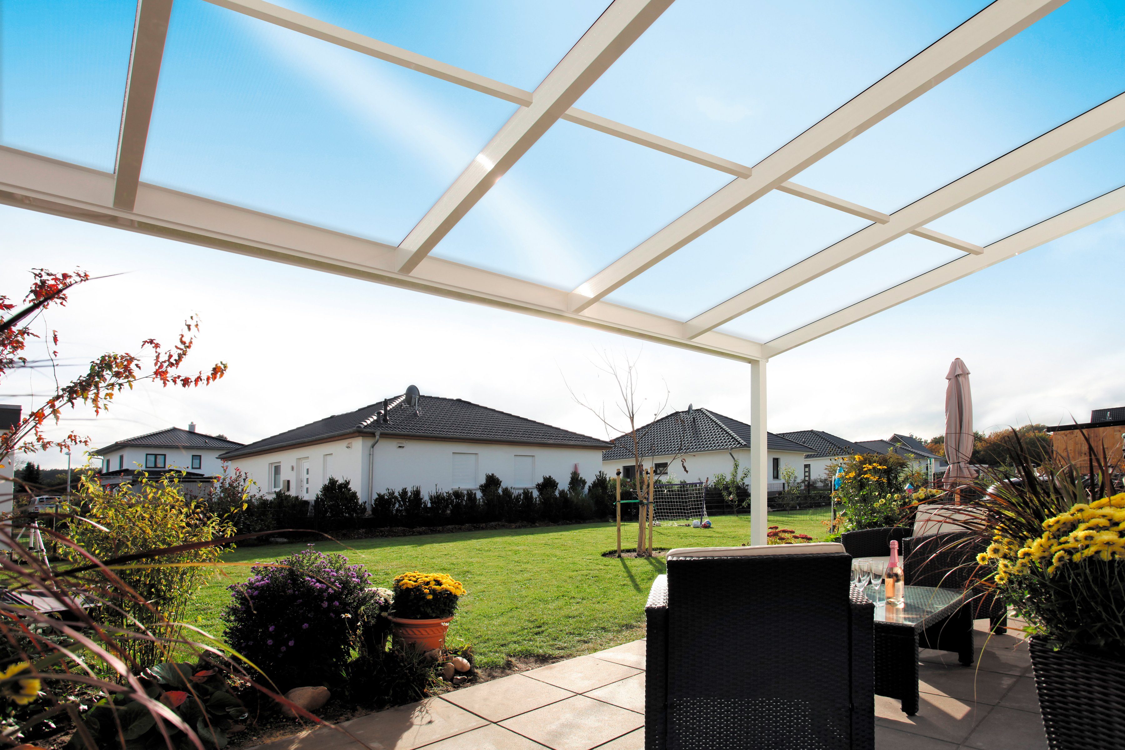 Skanholz Terrassendach Modena, BxT: 541x257 cm, 541 cm Breite, verschiedene Tiefe
