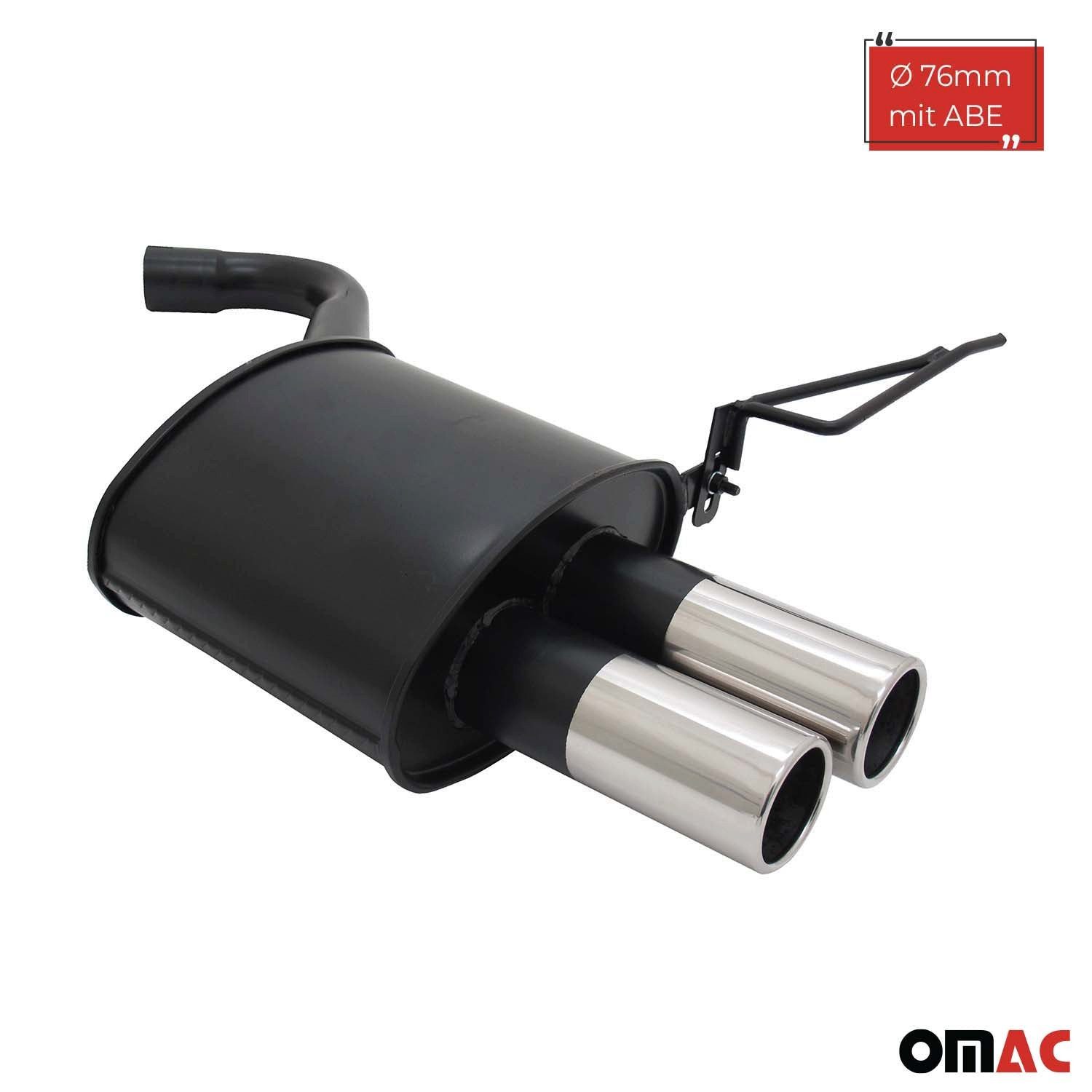 OMAC Auspuff-Flexrohr Novus Sportauspuff für BMW E90 / E91 2x76mm Endschalldämpfer mit ABE, (1-tlg), Leicht austauschbar - Doppelter Ausgang