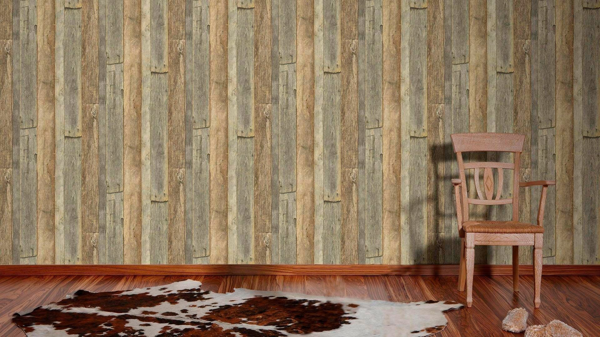 Stone Holzoptik Edition, Holz, matt walls Best living Wood`n leicht of 2nd grau/braun Vliestapete strukturiert Tapete