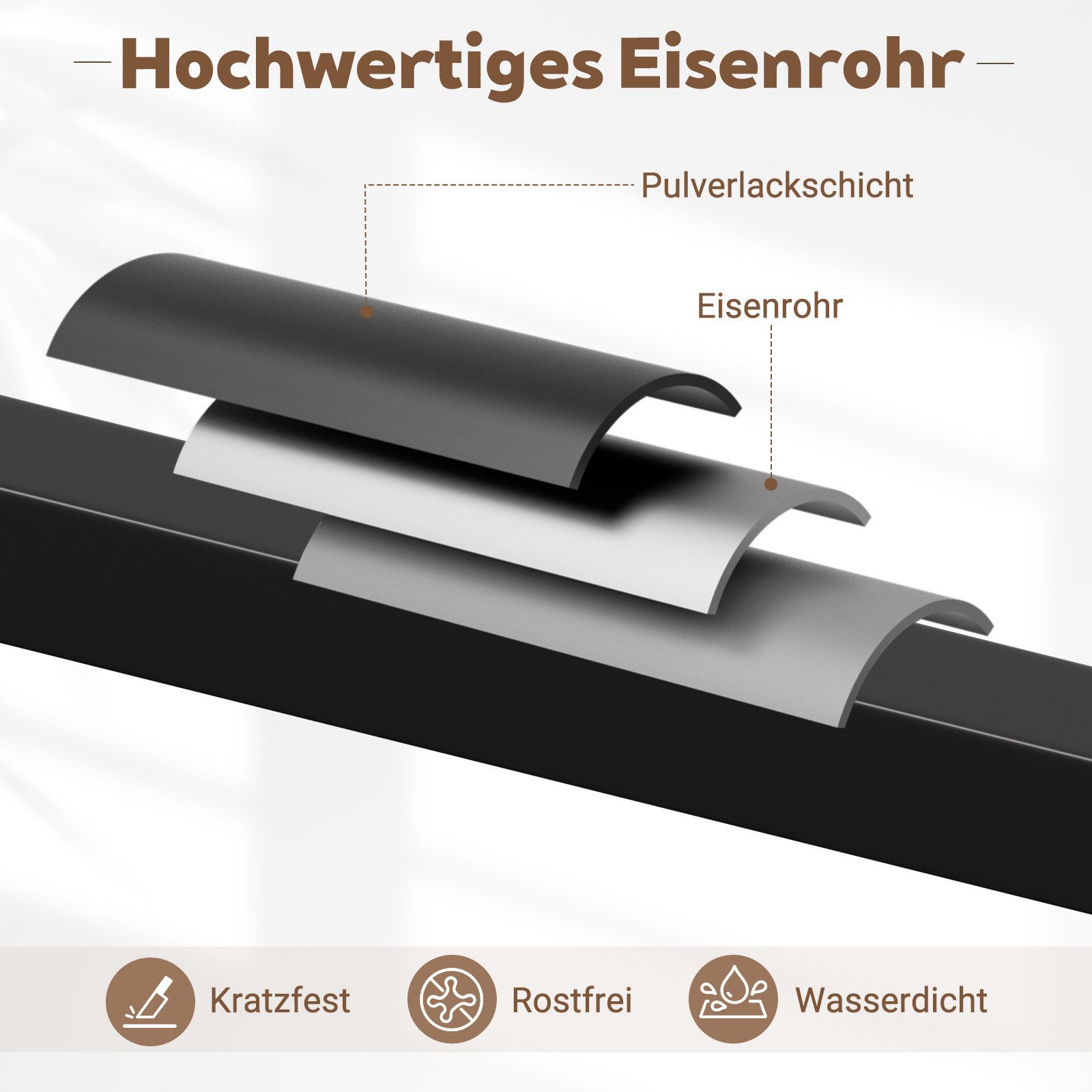 Clanmacy Treppengeländer Handlauf Set Metall Schwarz pulverbeschichteter Treppenhandlauf 200cm, 200 cm Länge