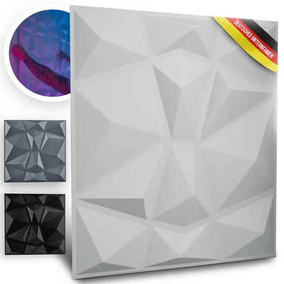 WANEELL 3D Wandpaneel Diamond, BxL: 50,00x50,00 cm, 3,00 qm, (12 stück, Hochwertige PVC Paneele ideal für die Gaming Wand) PVC