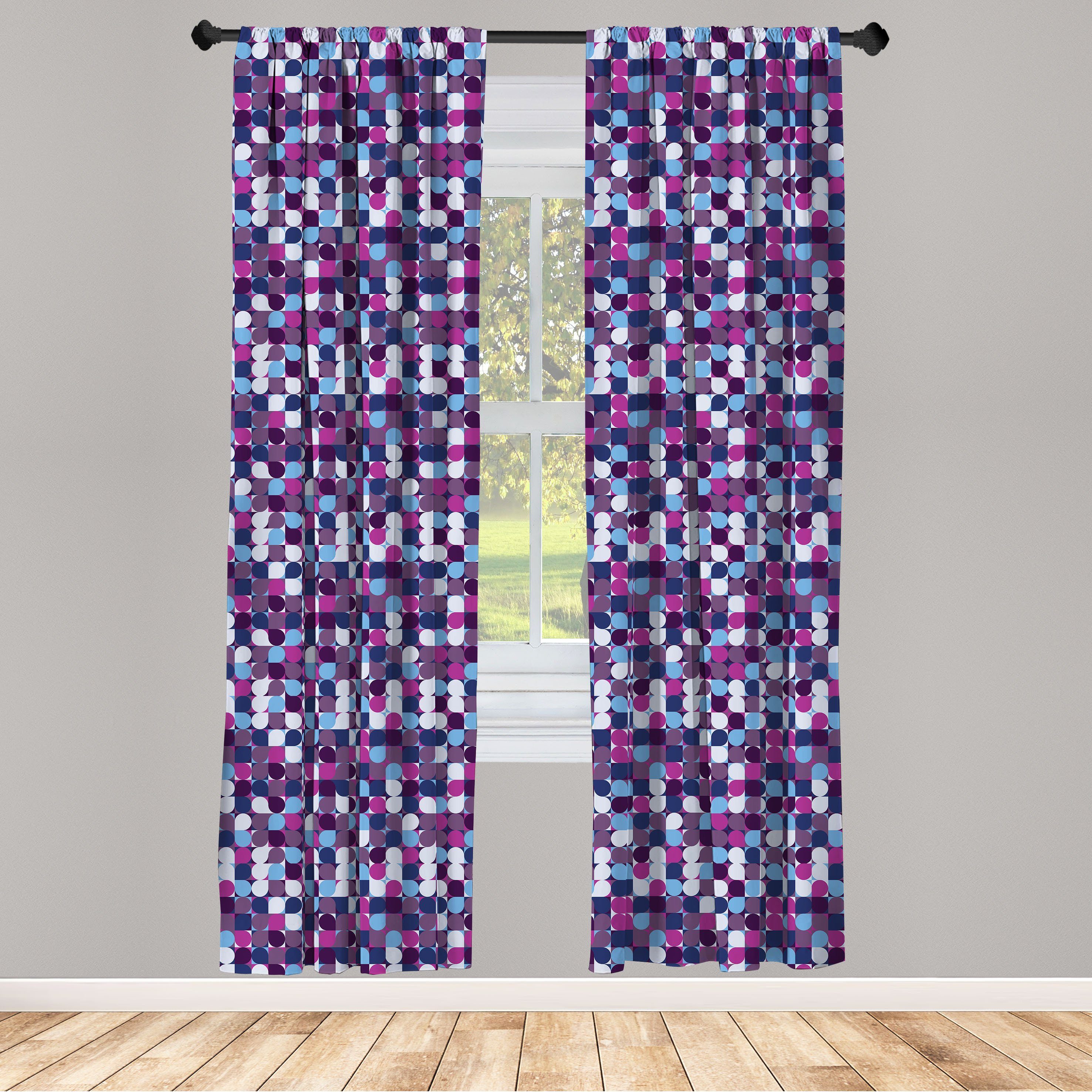 Gardine Vorhang für Wohnzimmer Schlafzimmer Dekor, Abakuhaus, Microfaser, Geometrisch Abstrakter Kreis-Mosaik