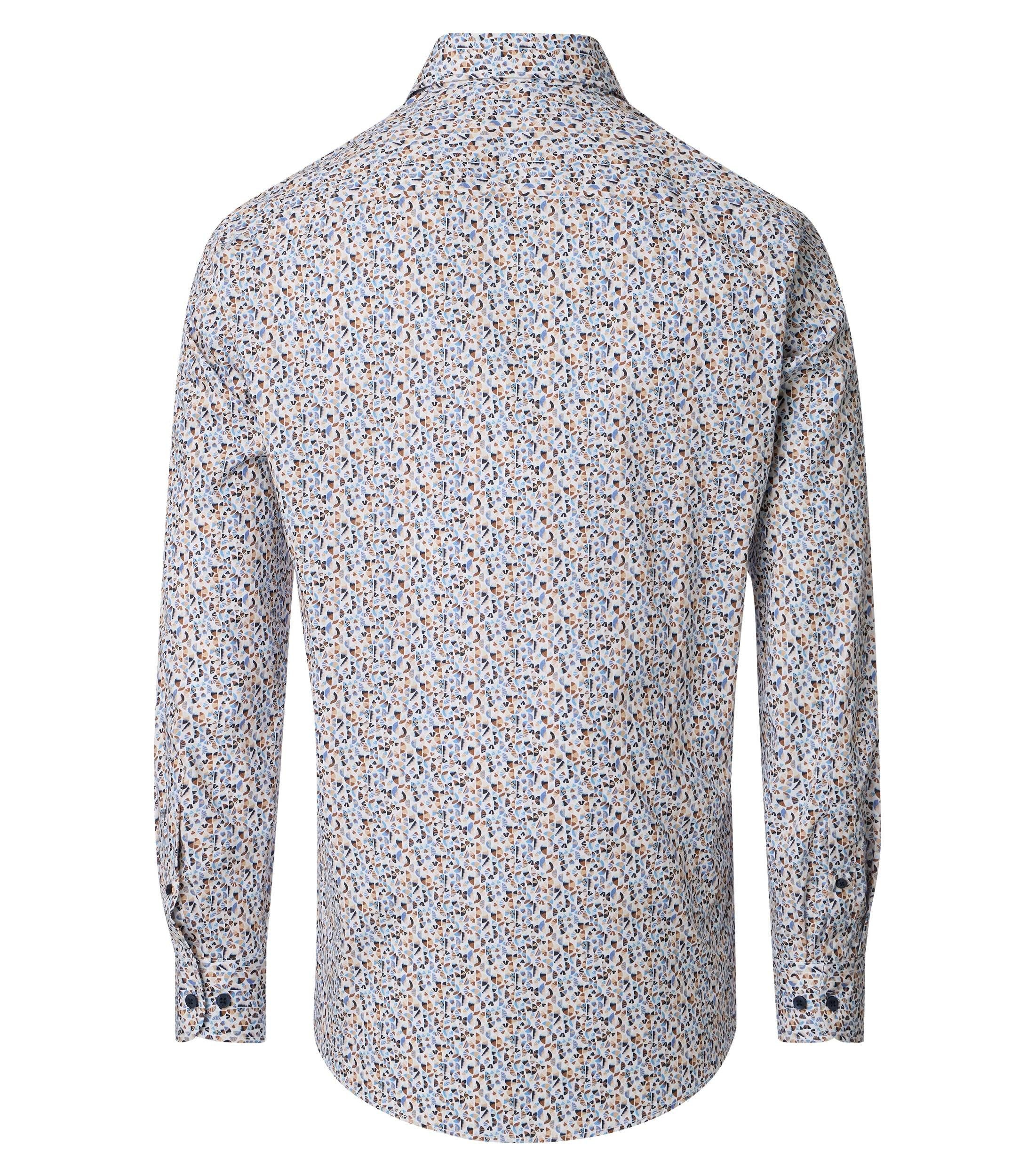 CASAMODA Langarmhemd CASAMODA Herren Freizeithemd Langarm Kent Casual Beige Muster
