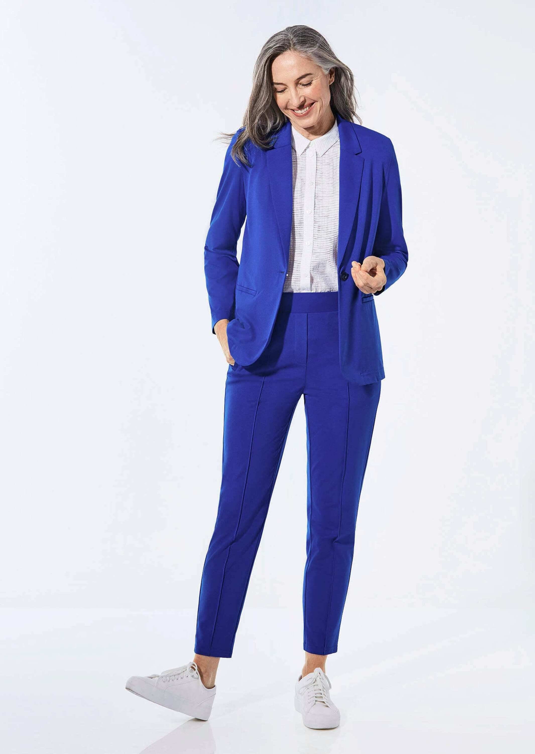 GOLDNER Jerseyblazer Damenblazer mit Reverskragen und Paspeltaschen Knitterfreie Businessjacke in Uni – Bild 2 von 5